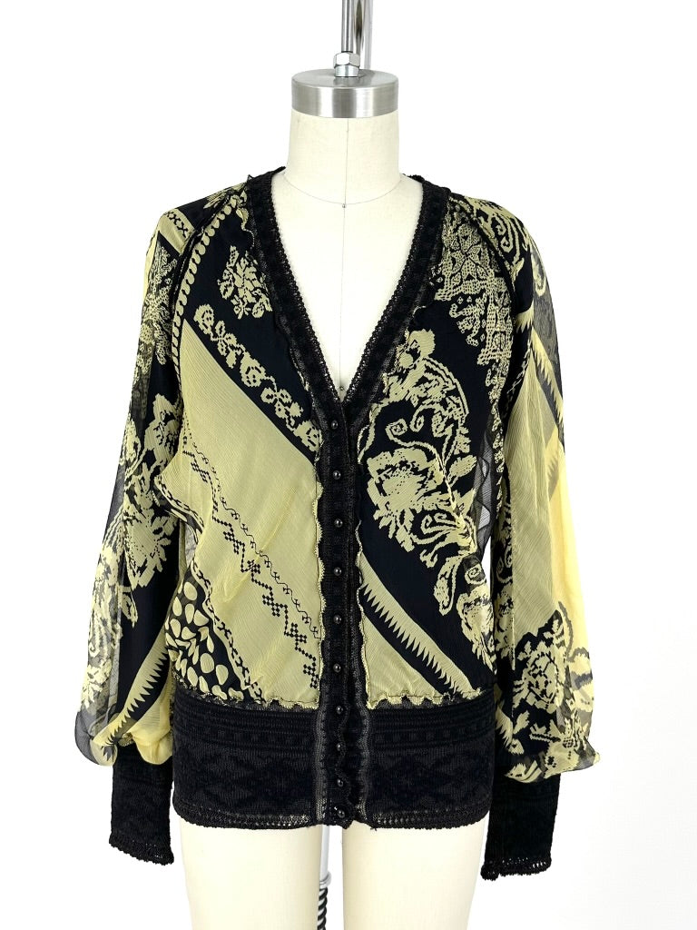 90s Jean Paul Gaultier Maille Chiffon & Wool Cardigan