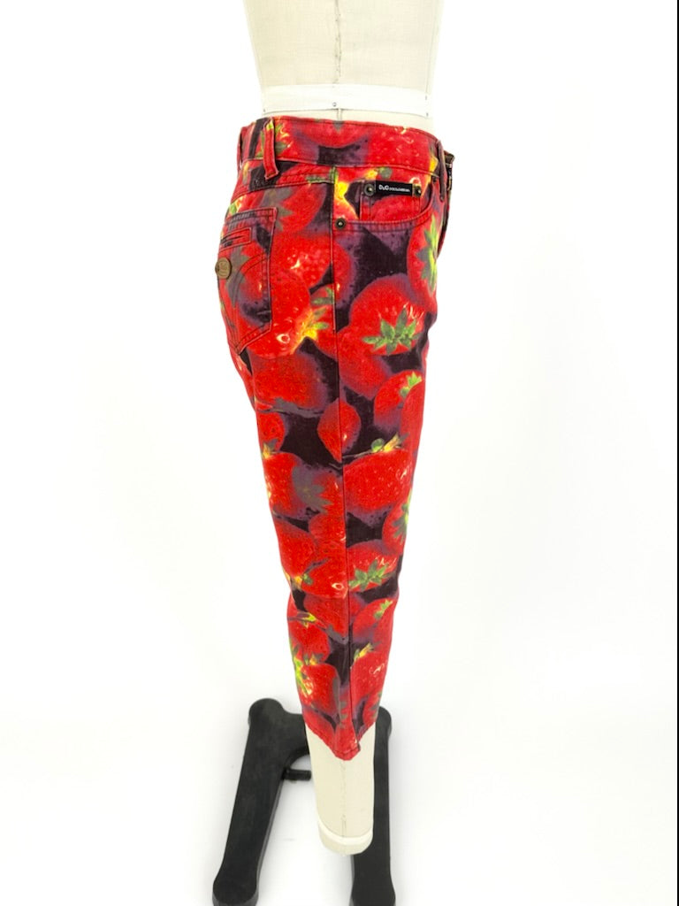 90s D&G Strawberry Print Pants | Mercy Vintage 90s D&G Strawberry Print Pants | Mercy Vintage