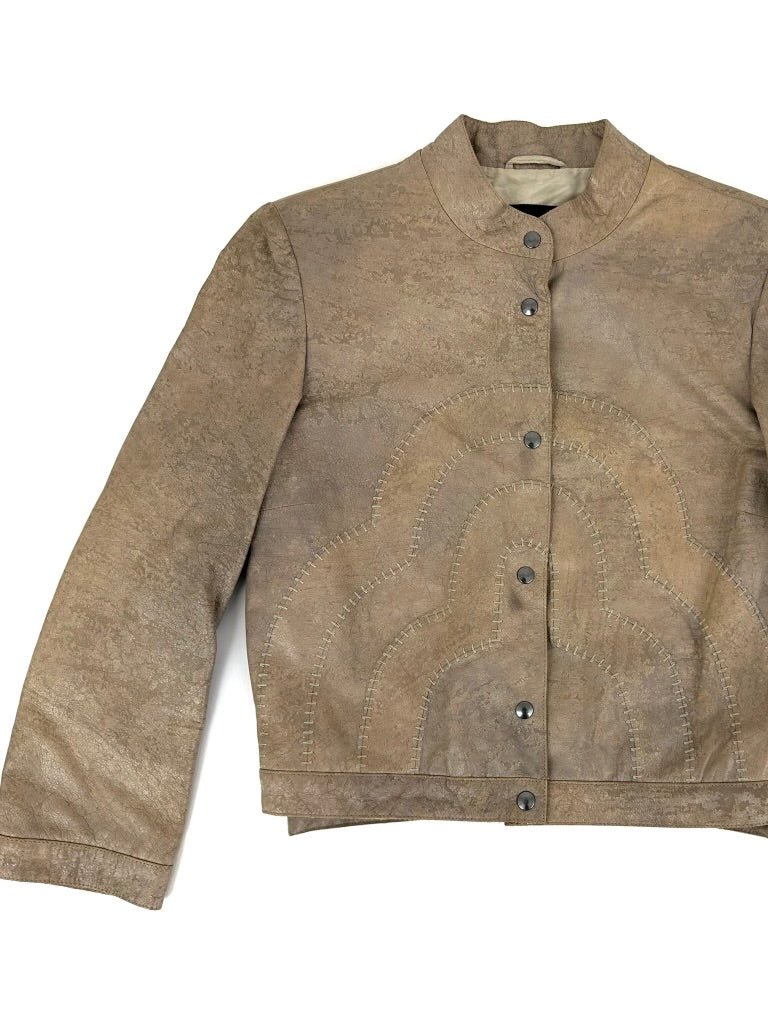 Giorgio Armani Leather Whipstitch Jacket Mercy Vintage