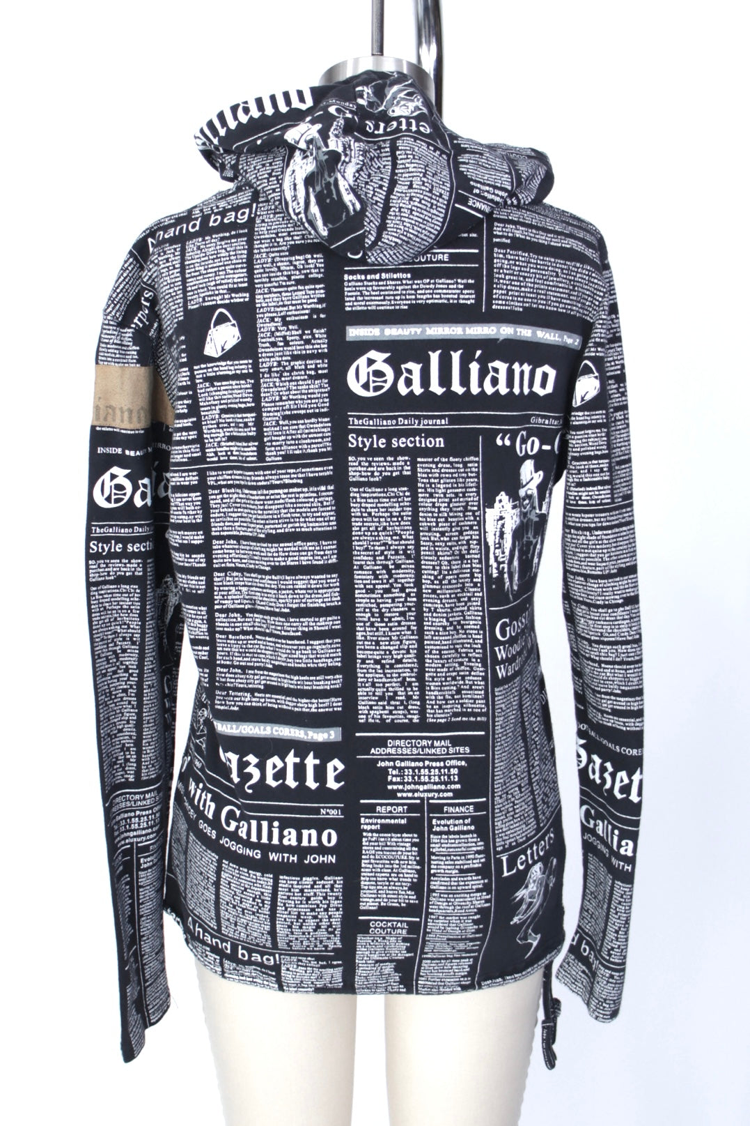 メ*2様 galliano hoodie John Galliano Newspaper Print Hoodie | Mercy Vintage