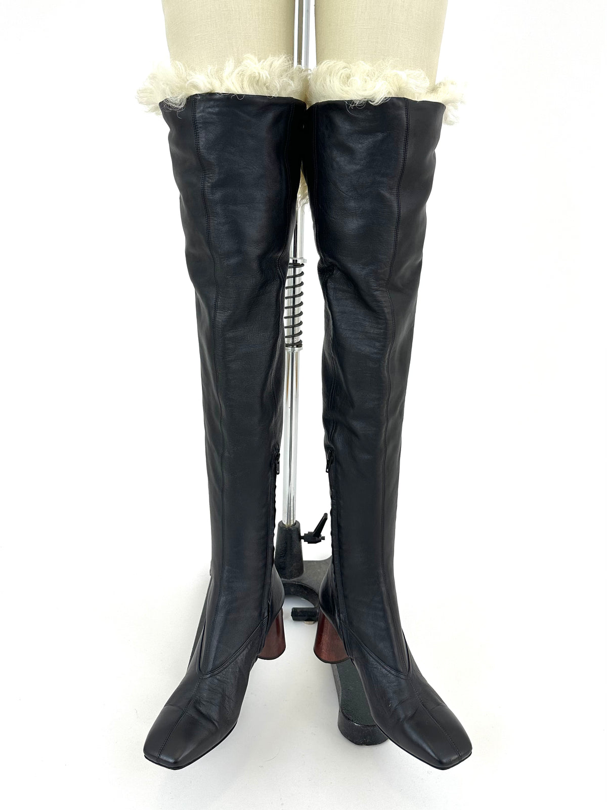 Helmut Lang Shearling Knee High Boots Mercy Vintage