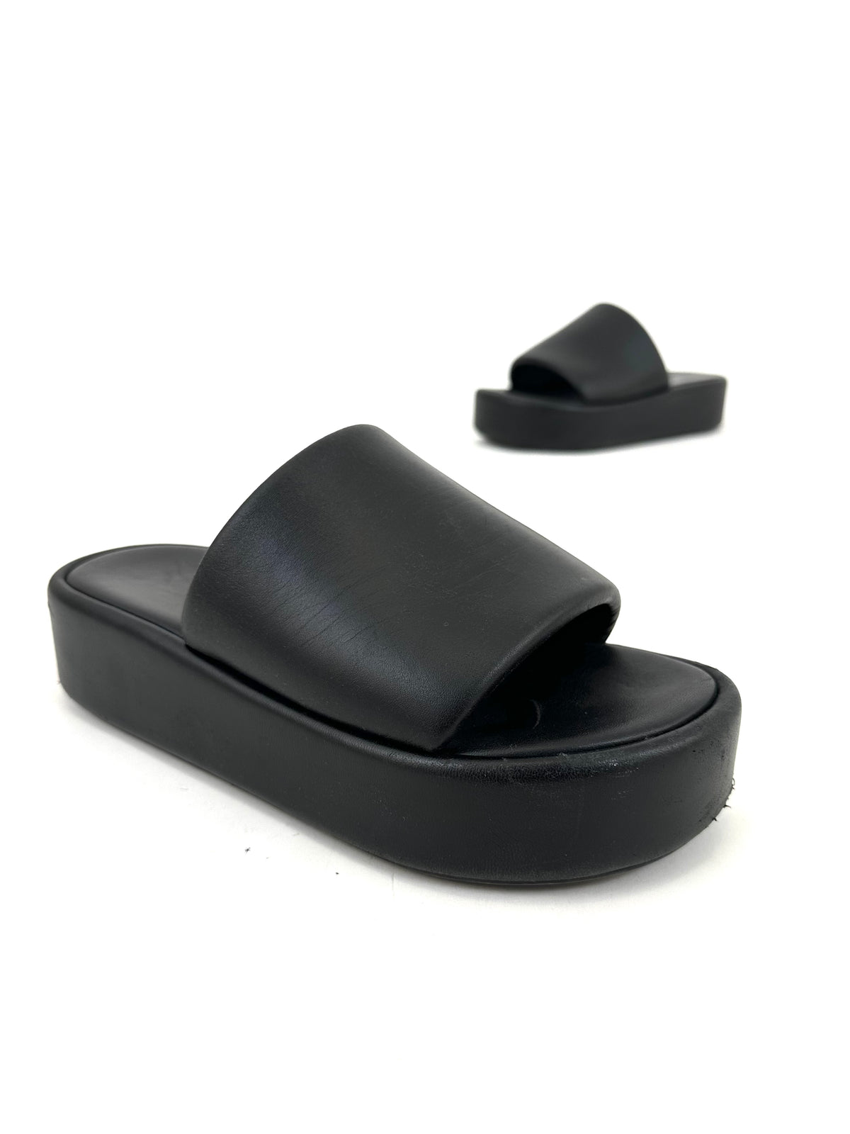 シューズ・サンダルその他 BALENCIAGA | Rise Leather Platform Slides Rise BB leather platform slides in black - Balenciaga