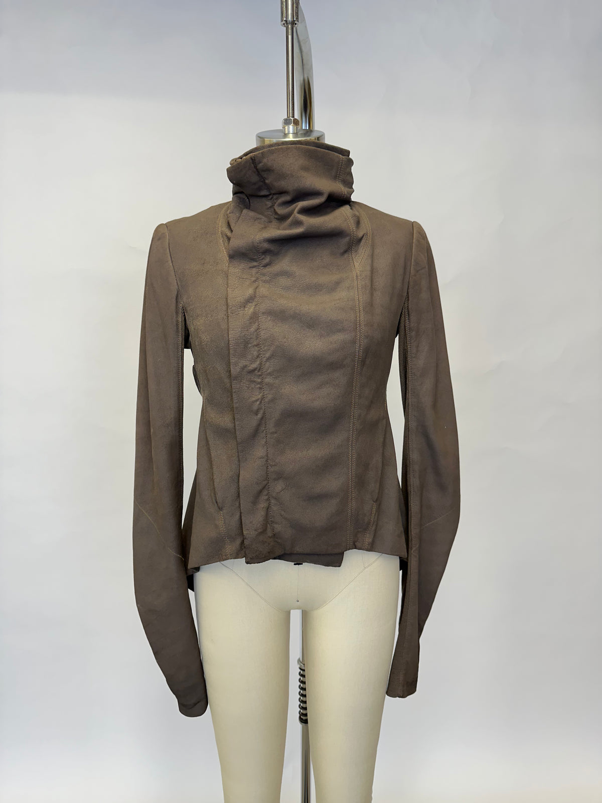 Rick Owens Lamb Leather Asymmetrical Jacket | Mercy Vintage