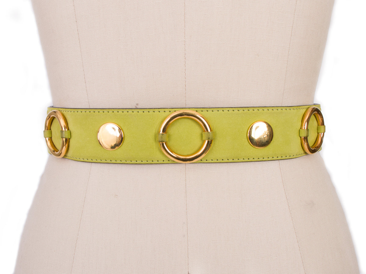 Escada Chartreuse Leather Belt | Mercy Vintage