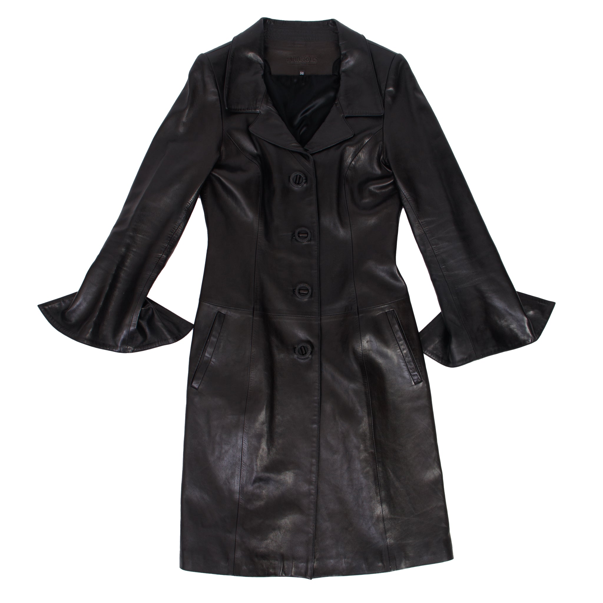 Jitrois Black Leather Trench Coat*