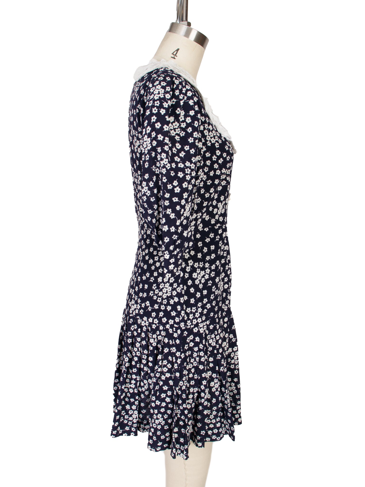 Alessandra Rich Silk & Lace Collar Mini Dress