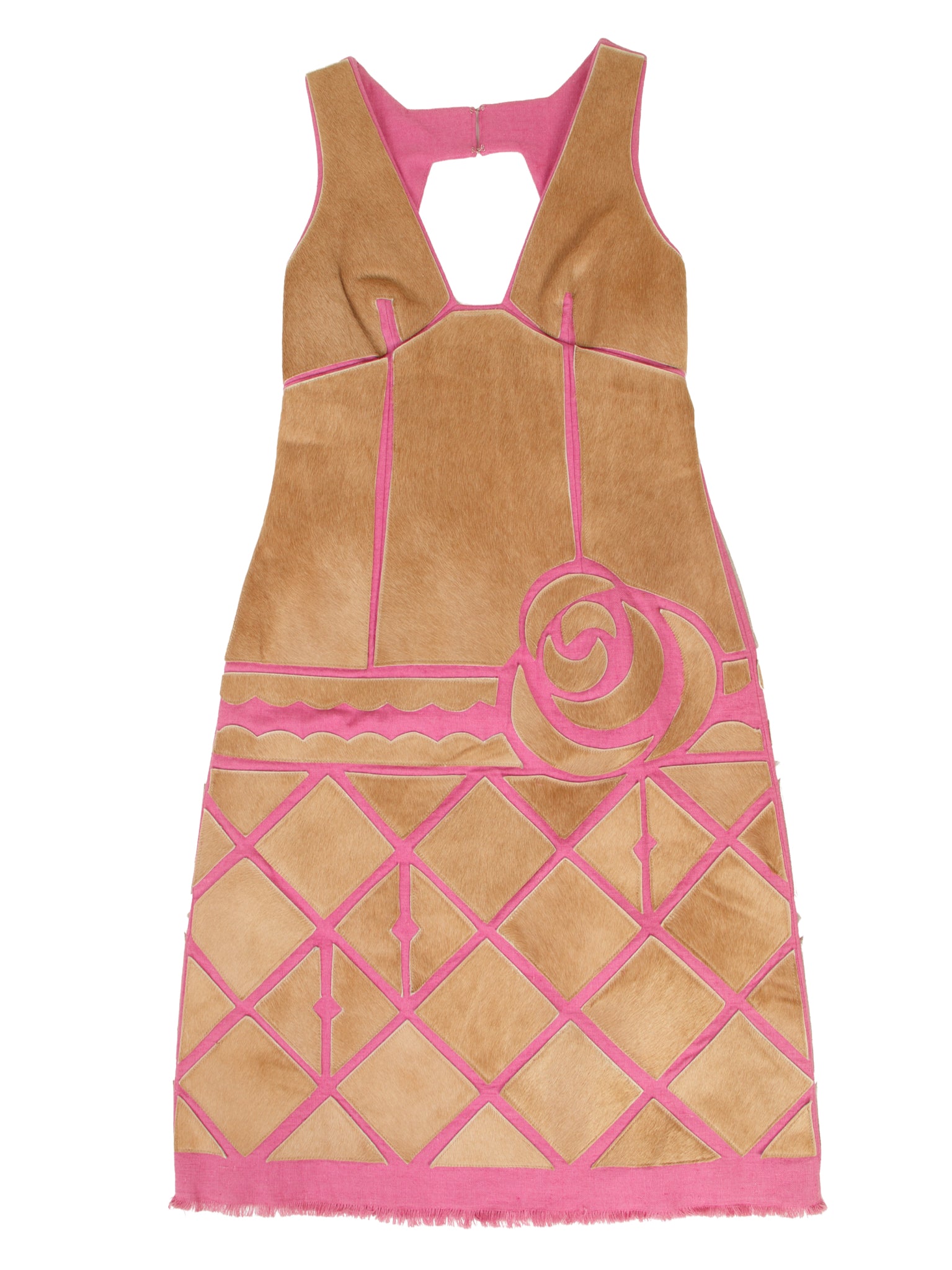 BCBG Ponyhair Laser Cut Applique Dress