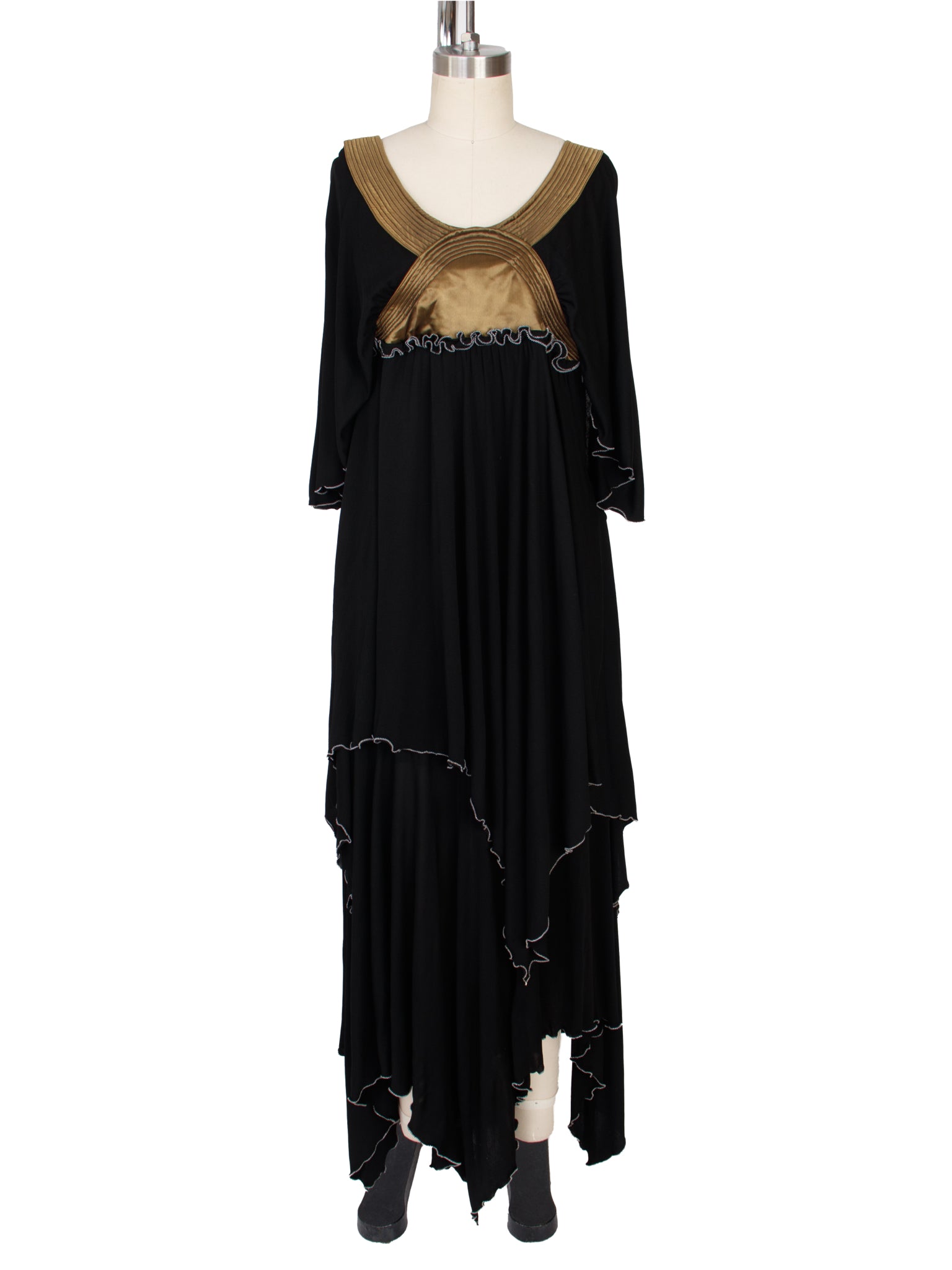 Zandra Rhodes Crepe & Quilted Satin Dress