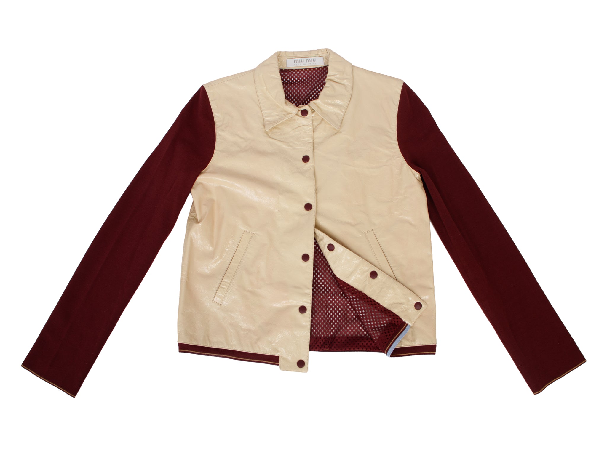 SS 2000  Miu Miu Patent Leather Rib Knit Jacket