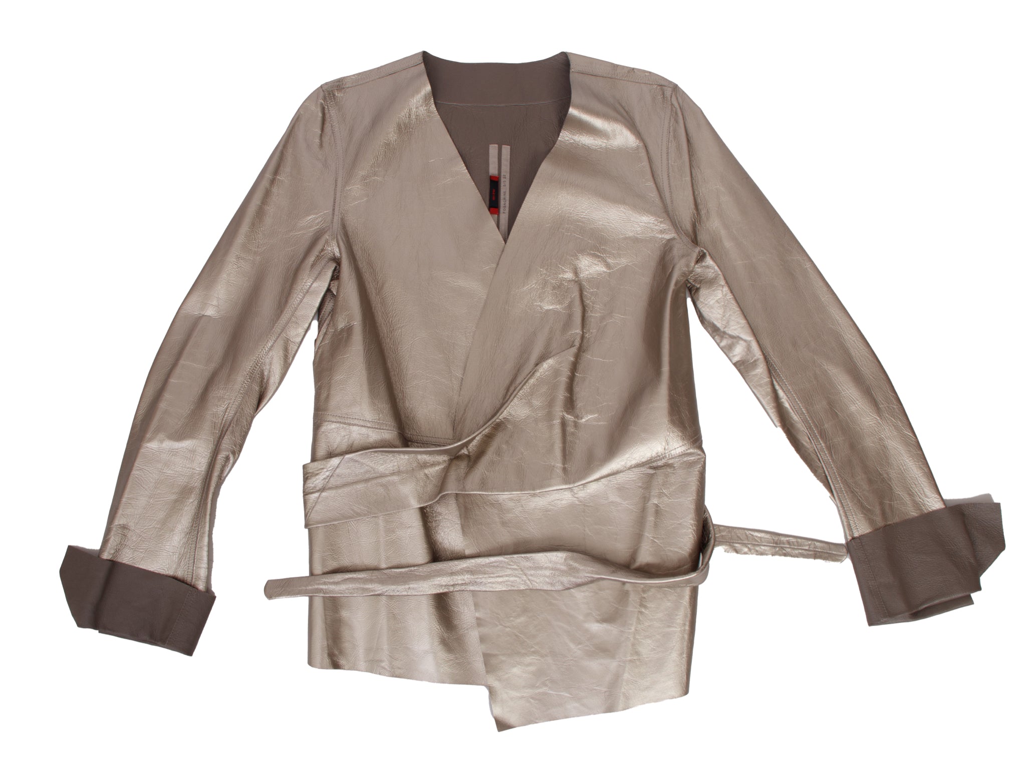 S/S 2022 Rick Owens Fogachine Silver Lambskin Wrap Jacket