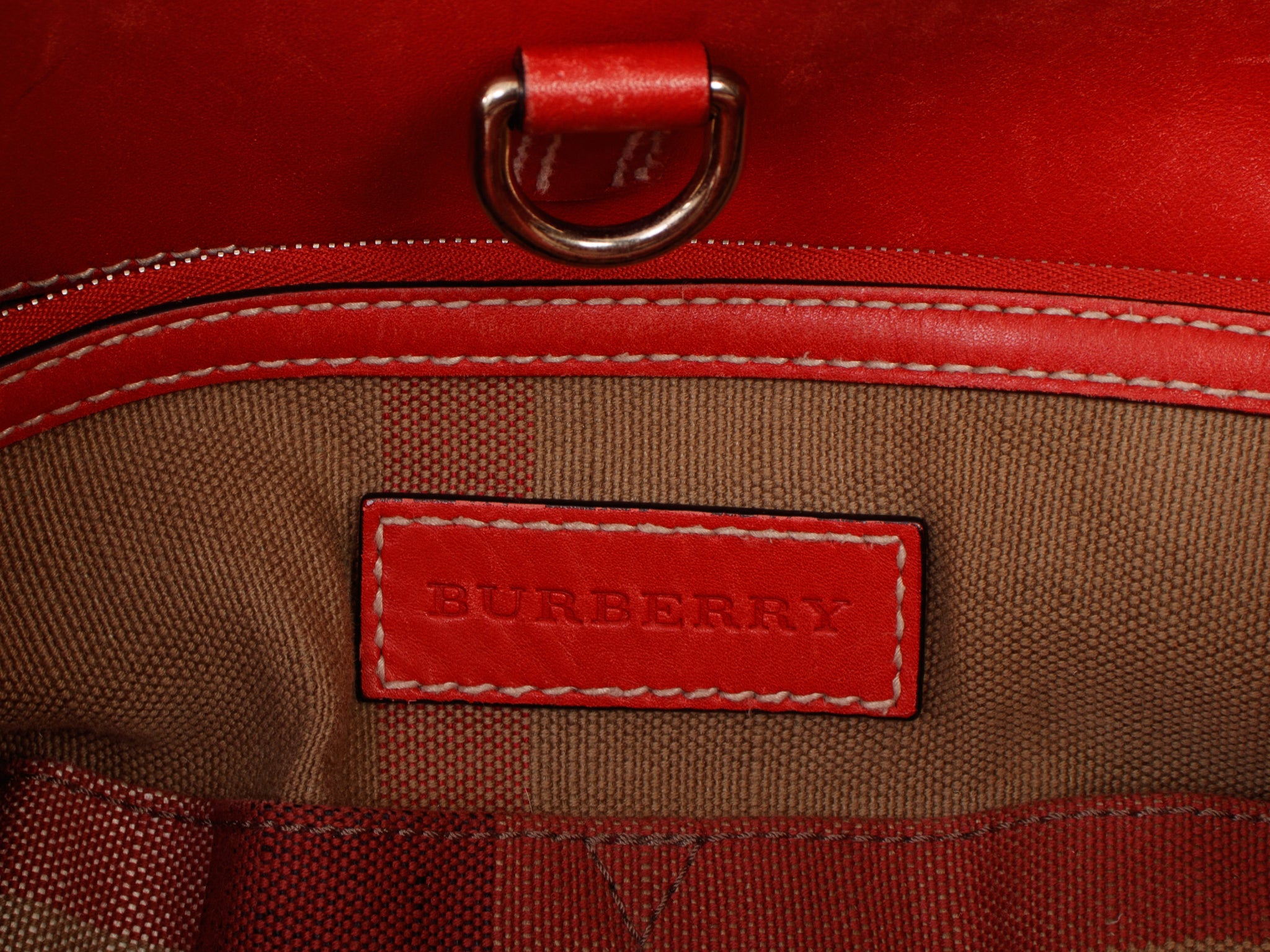 Burberry Check Canvas & Leather Bucket Bag