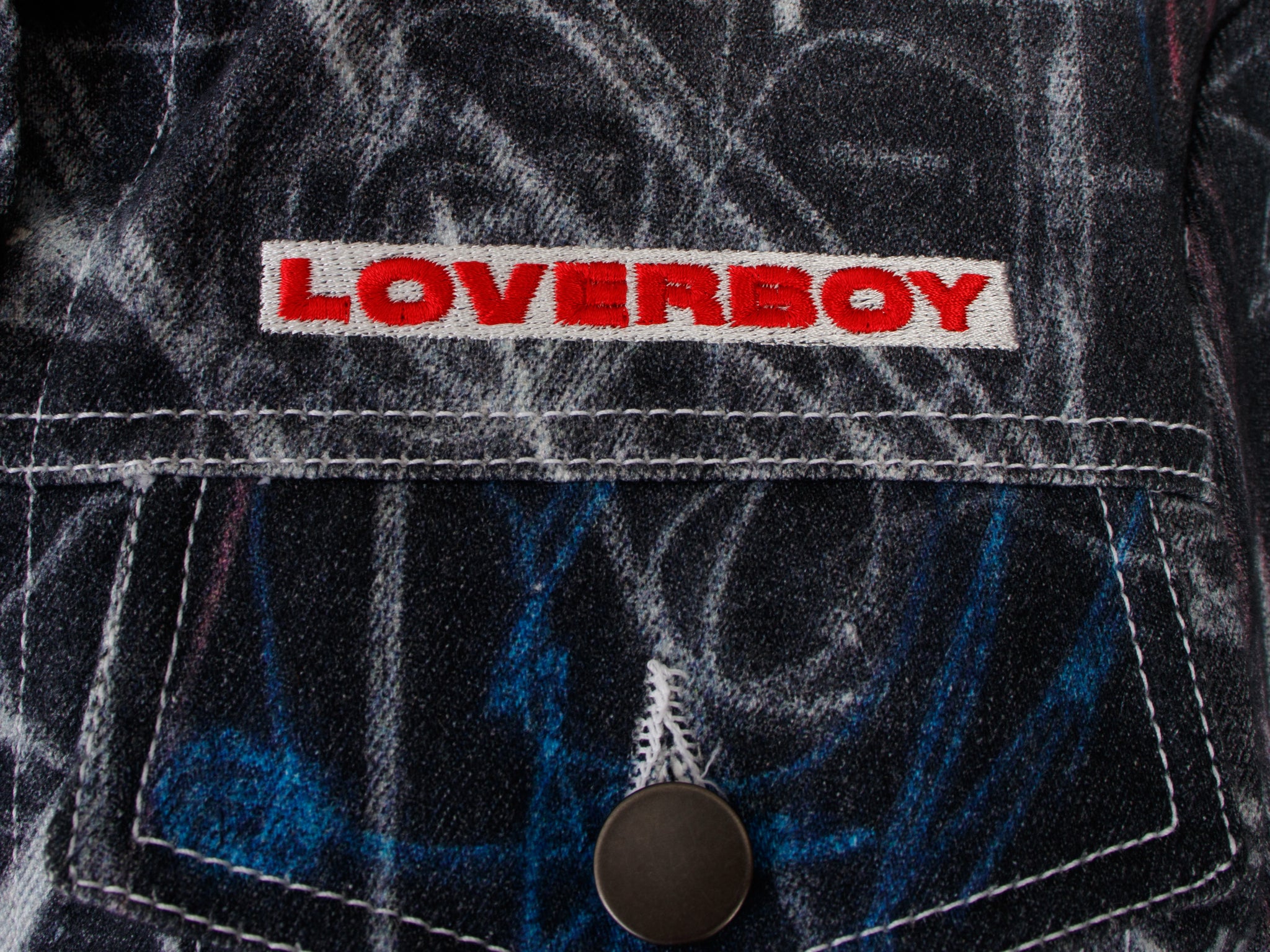 SS 2019 Charles Jeffrey Loverboy Denim Chalk Print Jacket