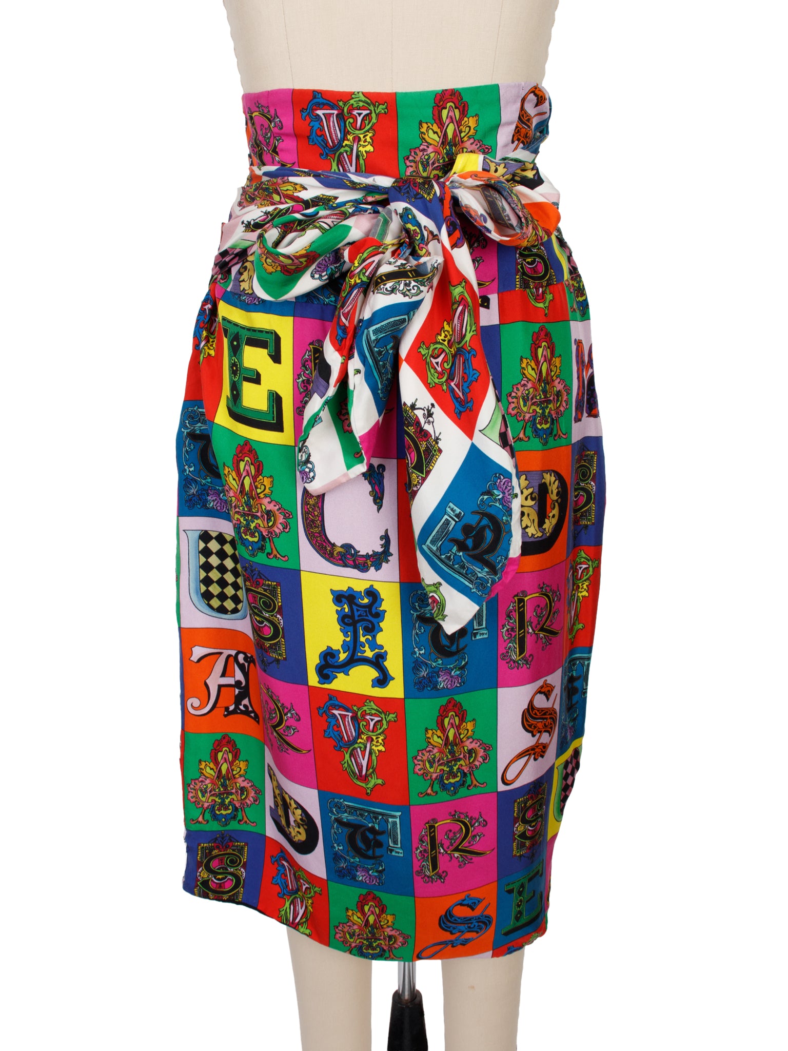 Versace Silk Baroque Alphabet Skirt