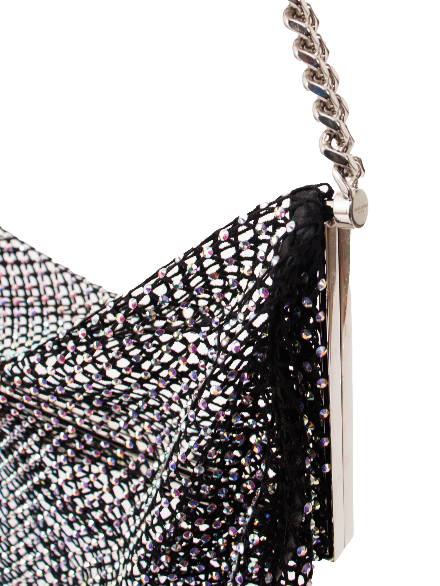 Saint Laurent Fanny Crystal Mesh Kiss-Lock Shoulder Bag