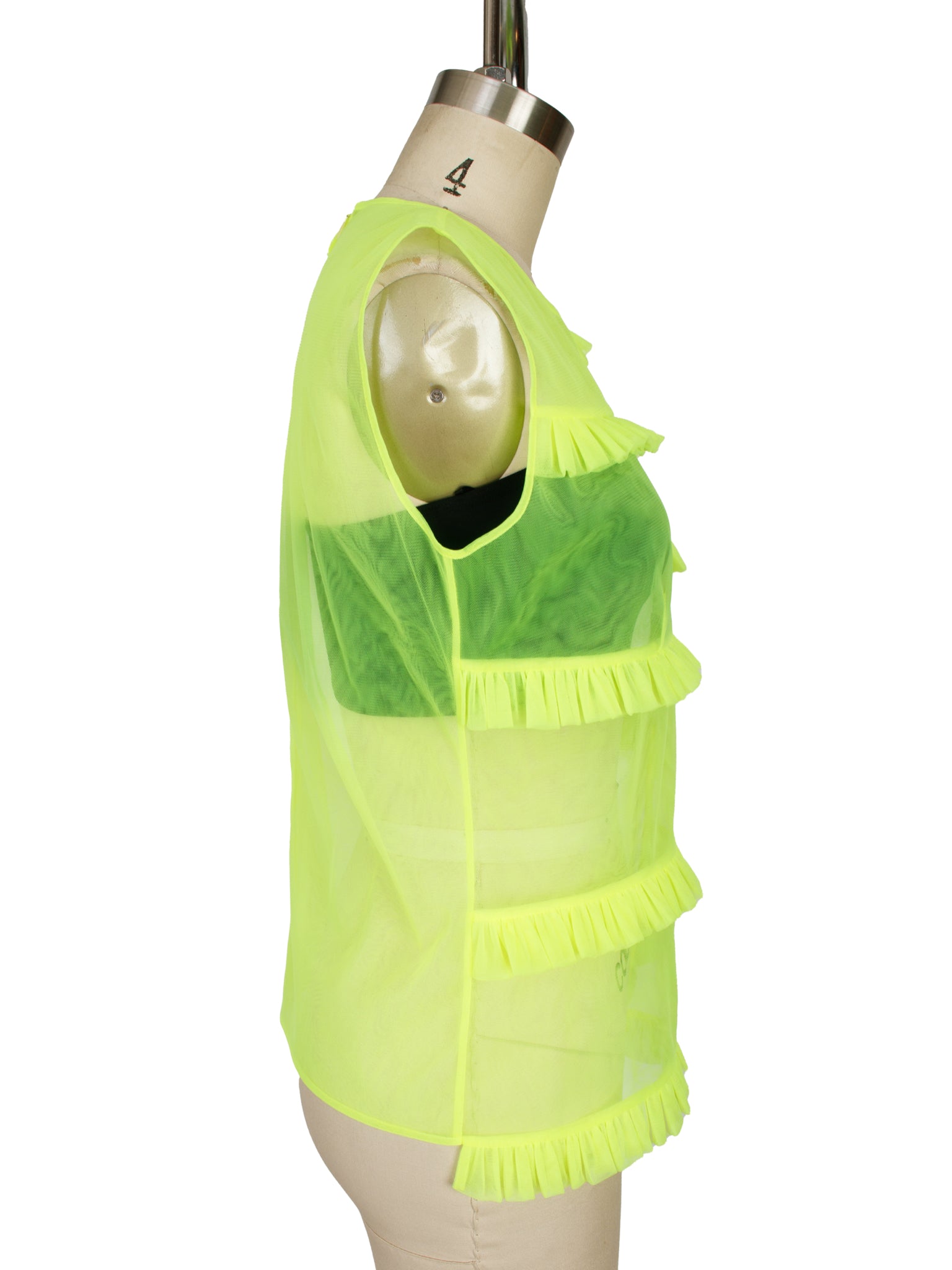 Paskal Neon Tulle Asymmetrical Ruffle Top