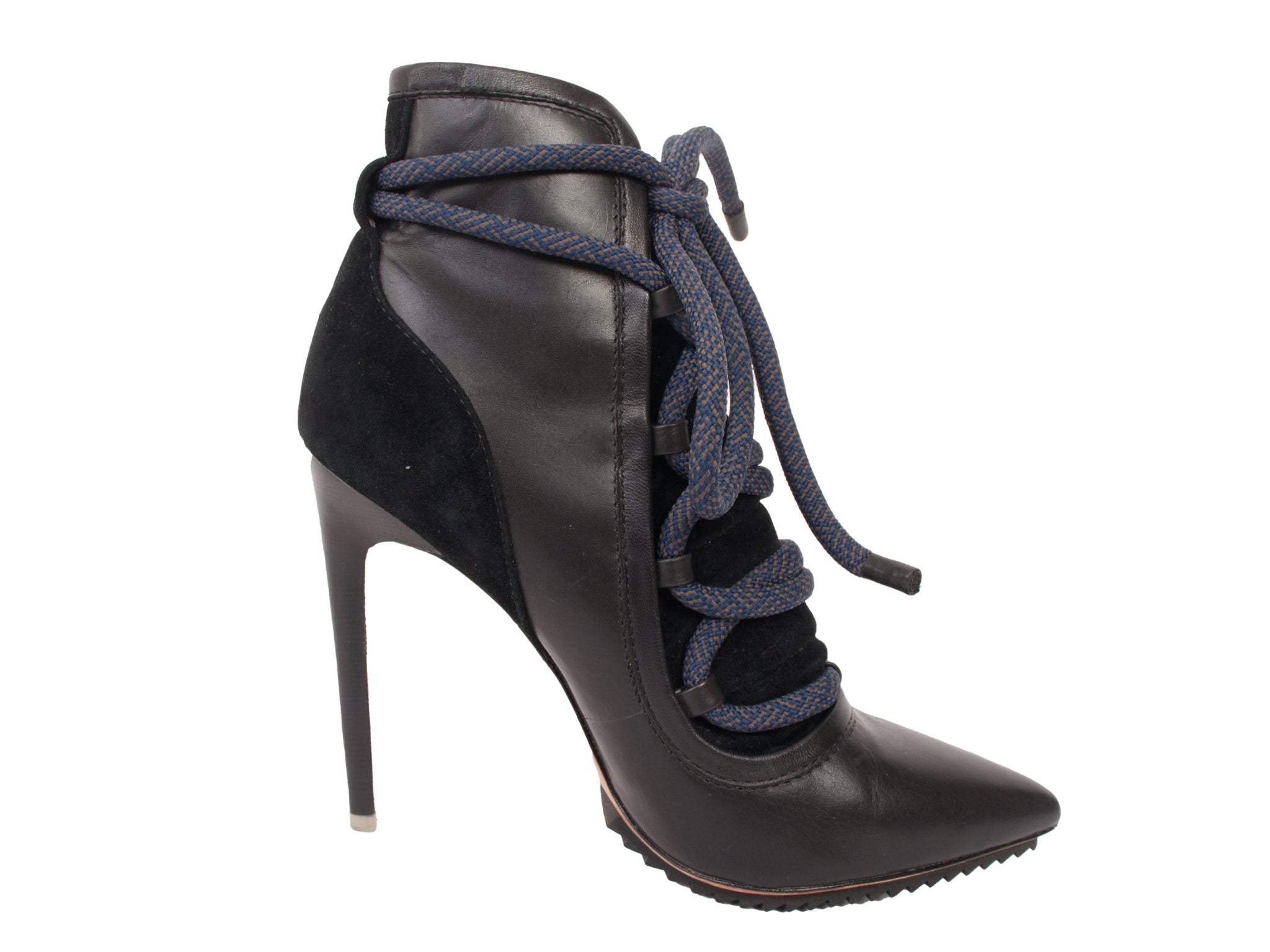 Lamb Leather & Suede Lace-Up Heels