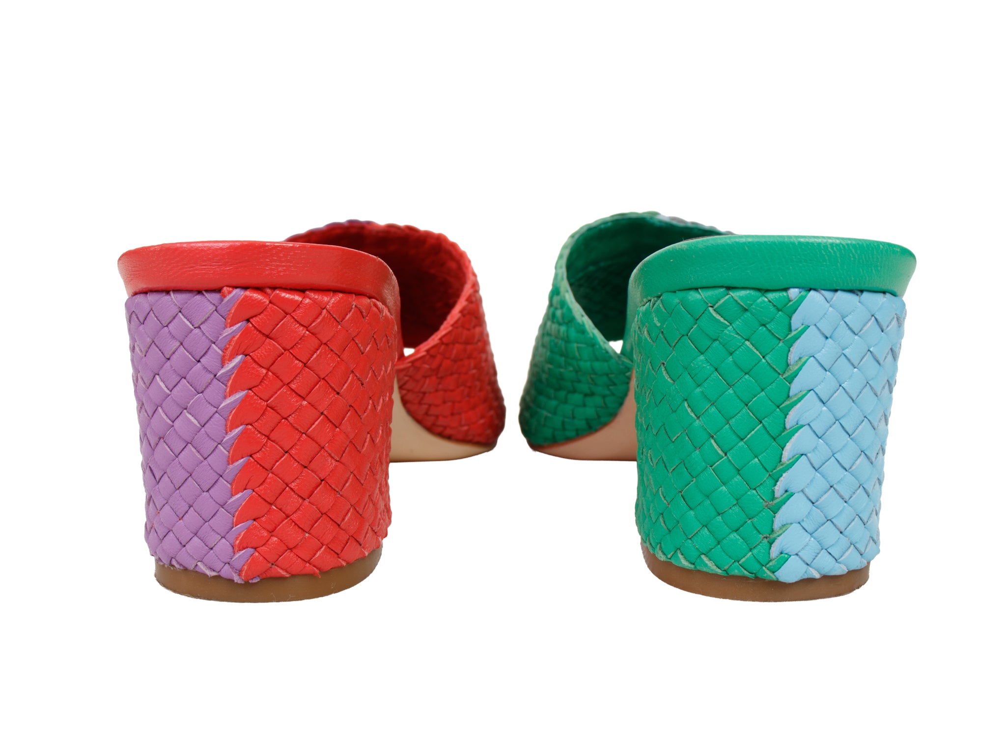 Charlotte Stone Lenu Colorblock Woven Leather Mules