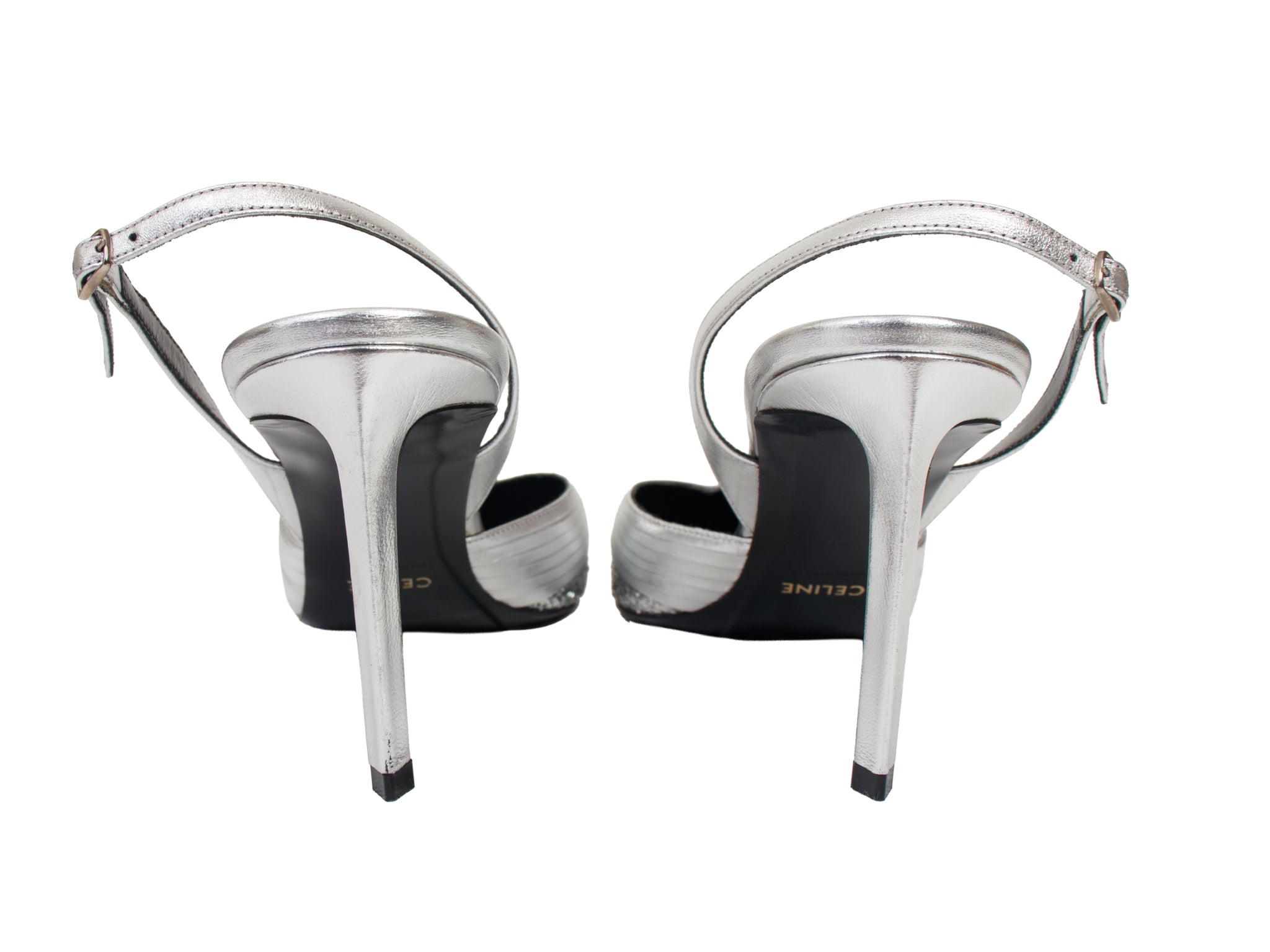 Celine Metallic Glitter Slingback Heels