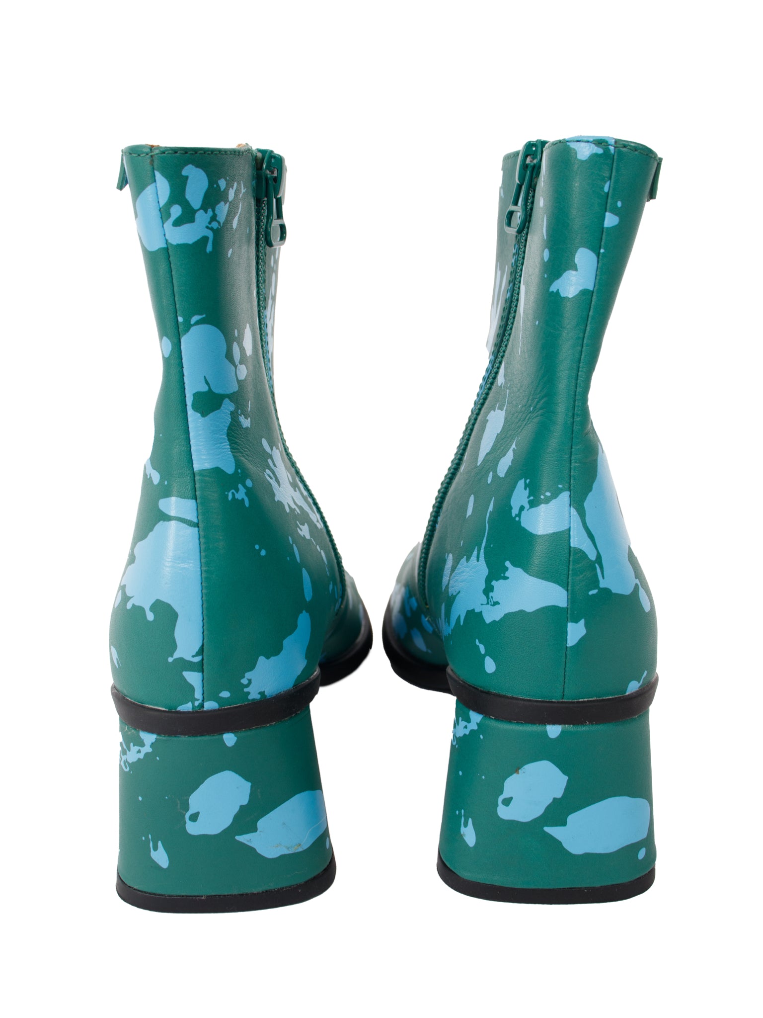 Camper "Kiara" Leather Paint Splatter Ankle Boots