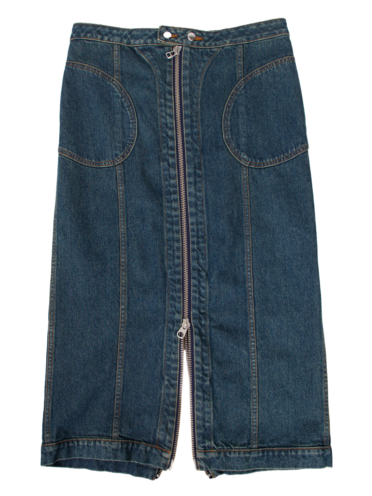 Eckhaus Latta Denim Zip Midi Skirt