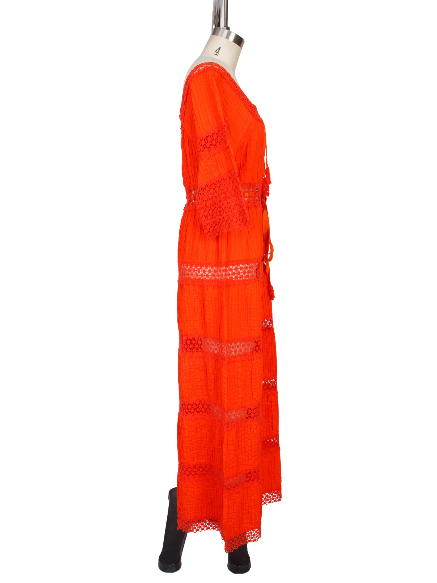 1970s Mexican Crochet Trim Dress