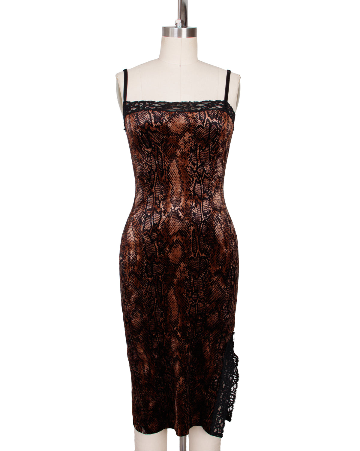 1990s Betsey Johnson Velvet Snakeskin Print Dress