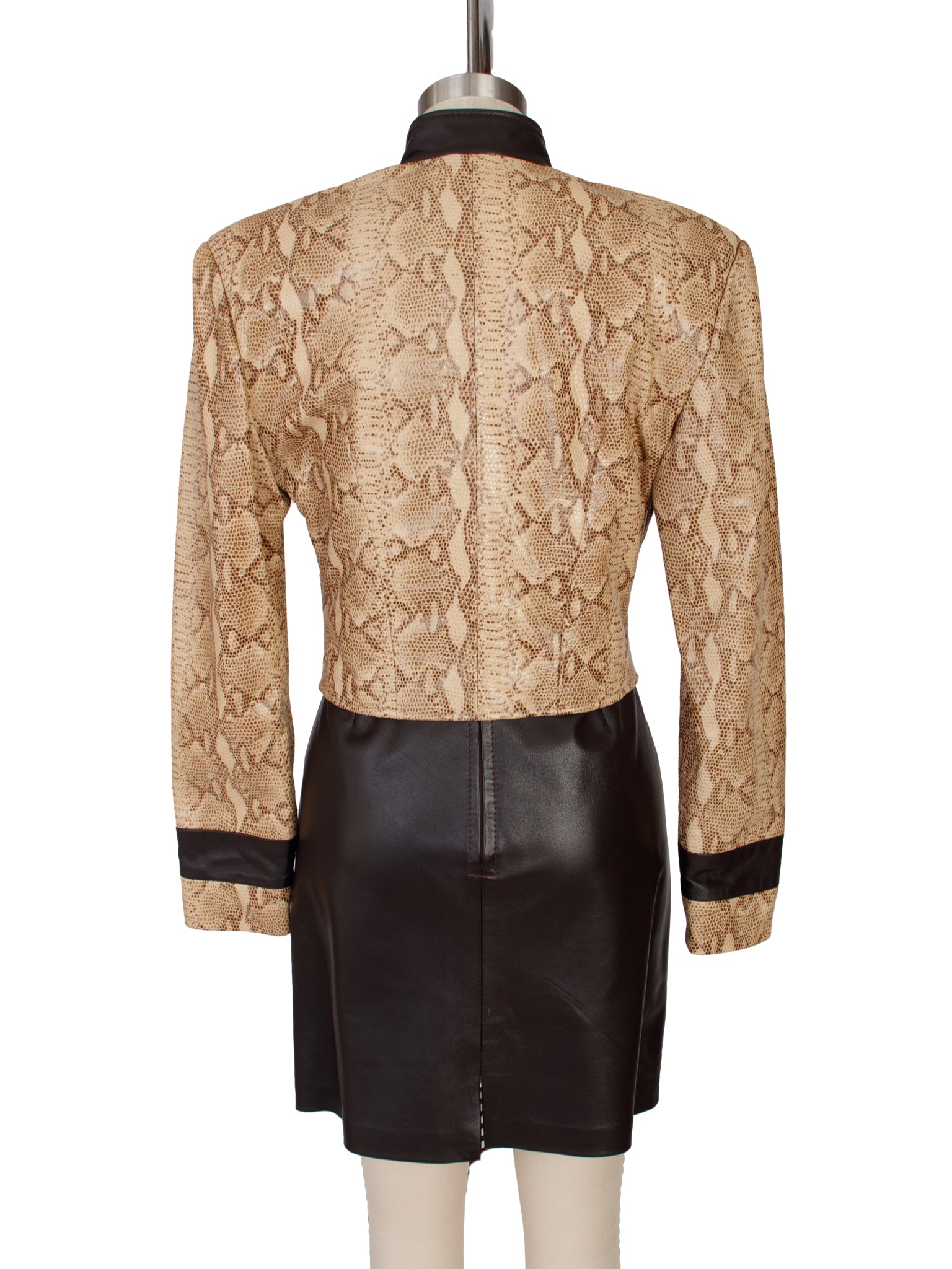 1990's Paris Line Leather Embossed Jacket & Skirt Set