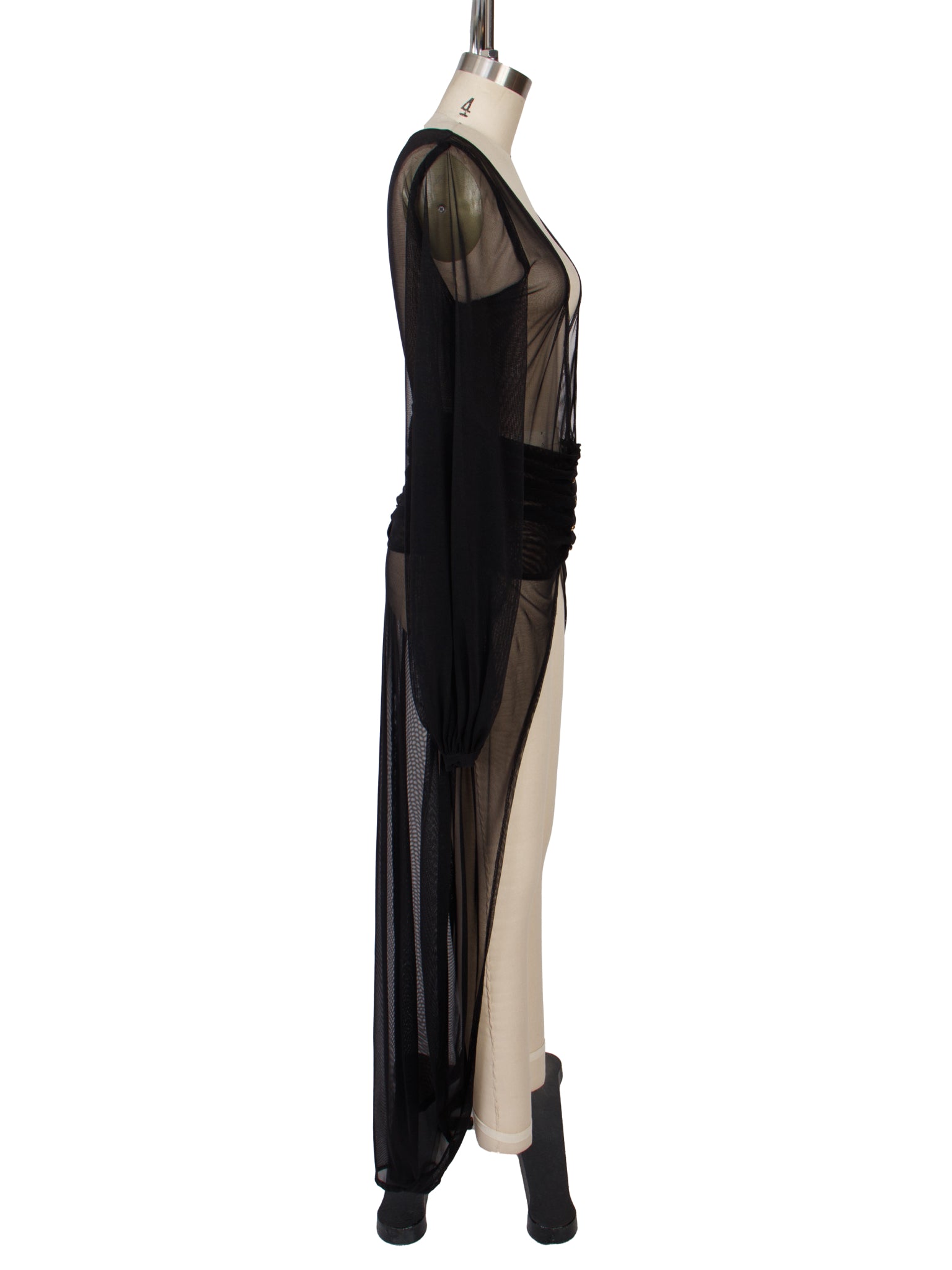 Elisabetta Rogiani Mesh Split Front Ballon Sleeve Dress