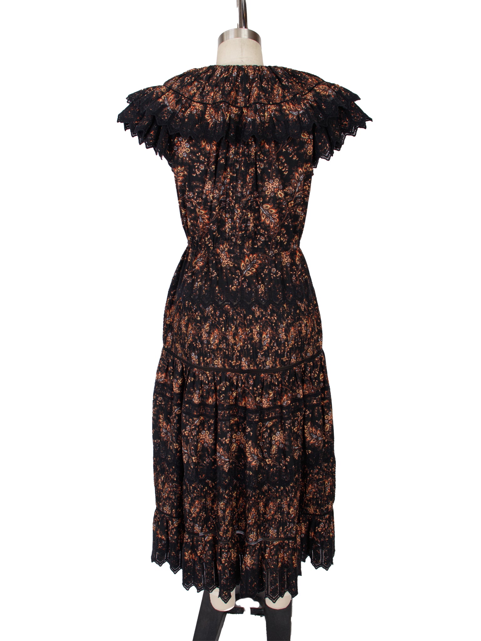Ulla Johnson Jacqueline Floral Pintucked & Lace Trim Dress