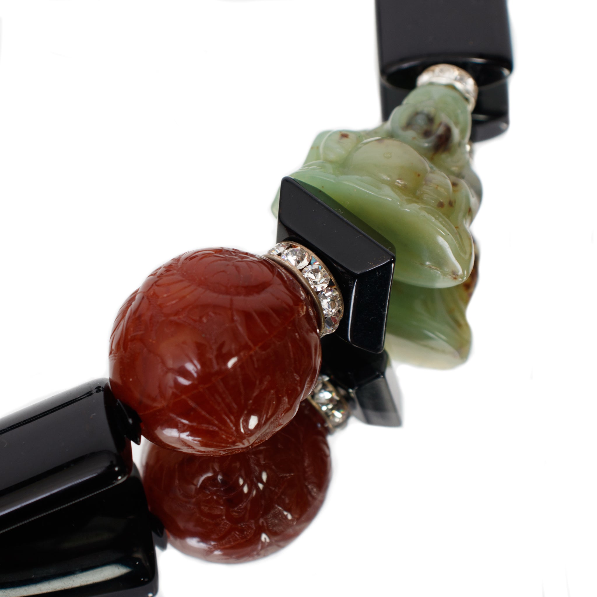 Fiocchi Italy Etched Faux Jade & Carnelian Necklace