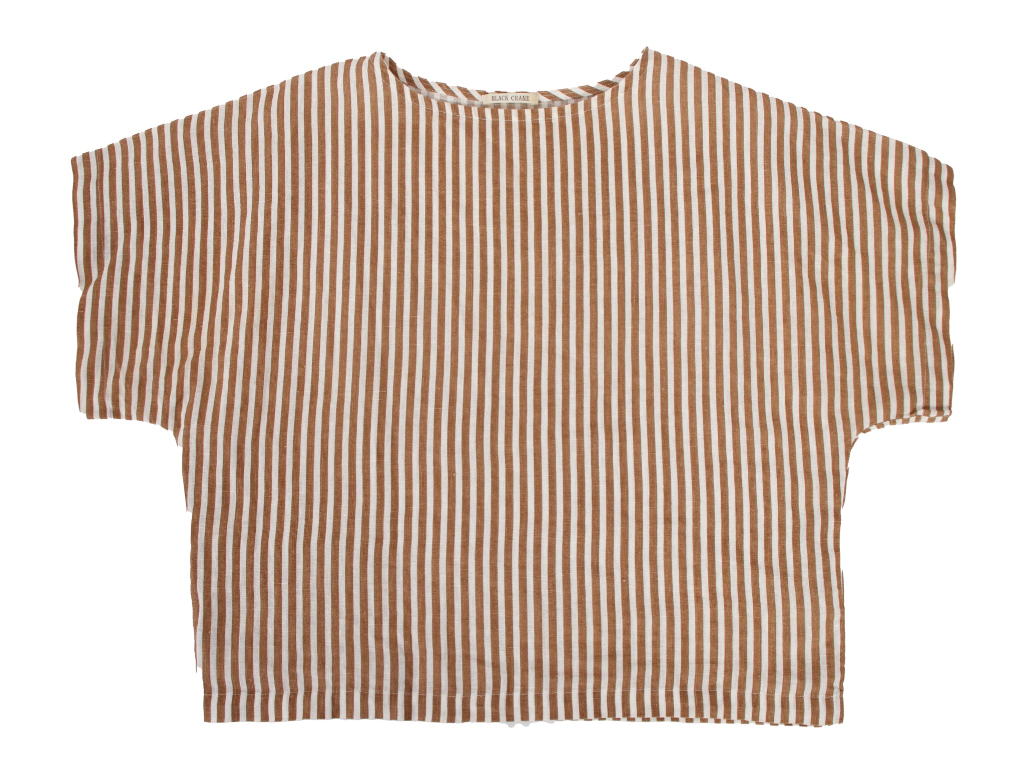Black Crane Linen Stripe Shorts Set