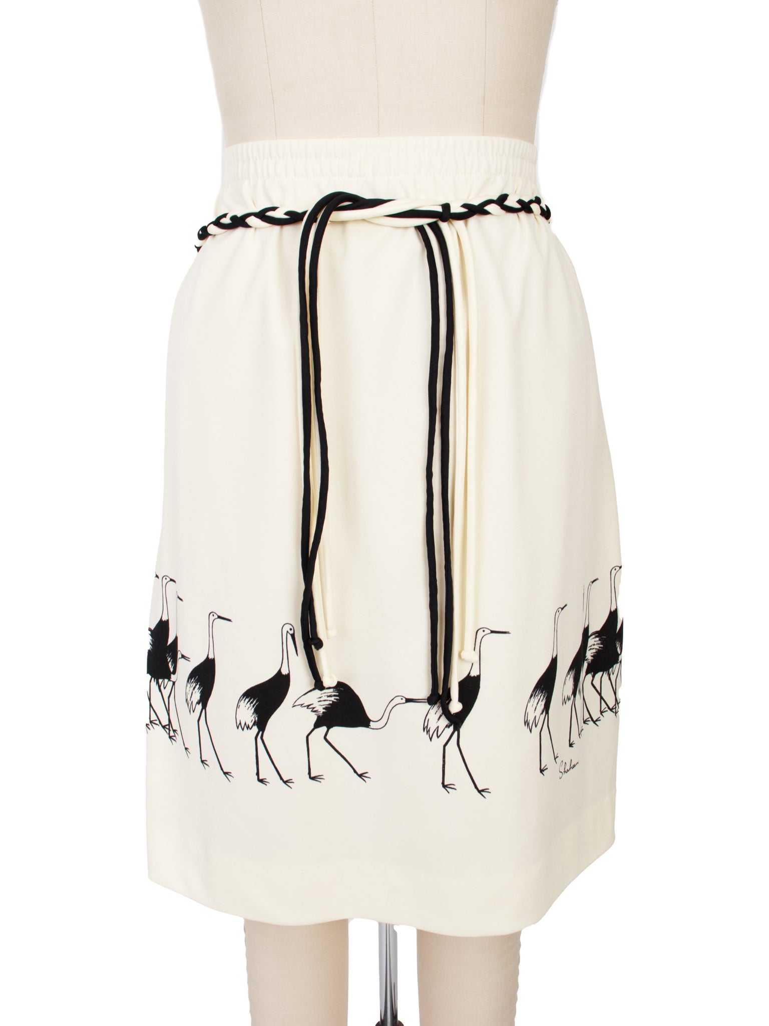 Miss Shaheen Egret Print Skirt