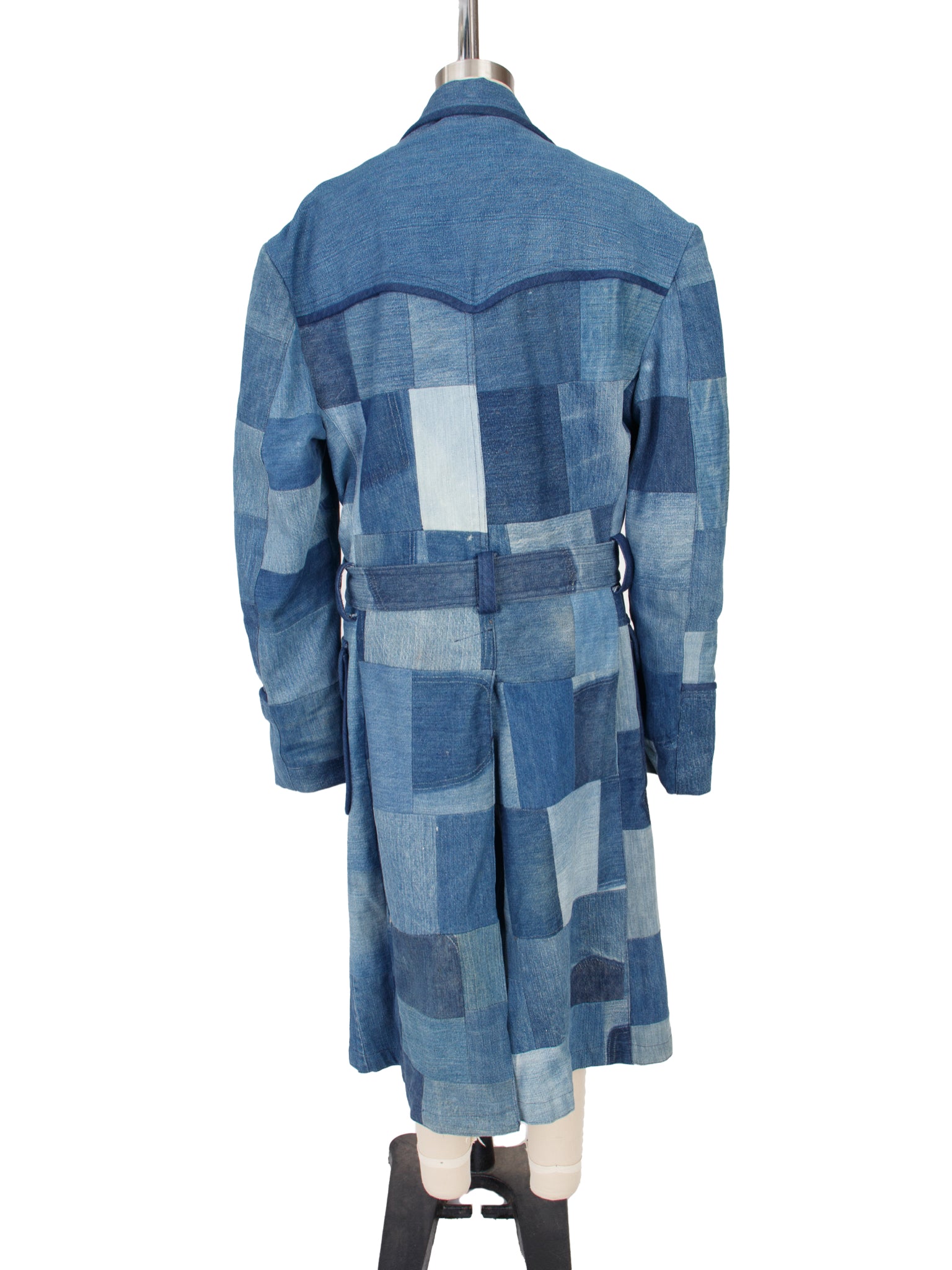 1970's Antonio Guissepe Denim Patchwork Trench Coat