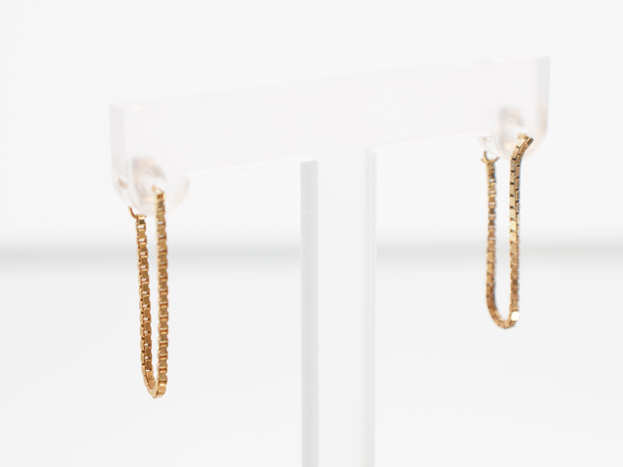 14K Gold Box Chain Earrings