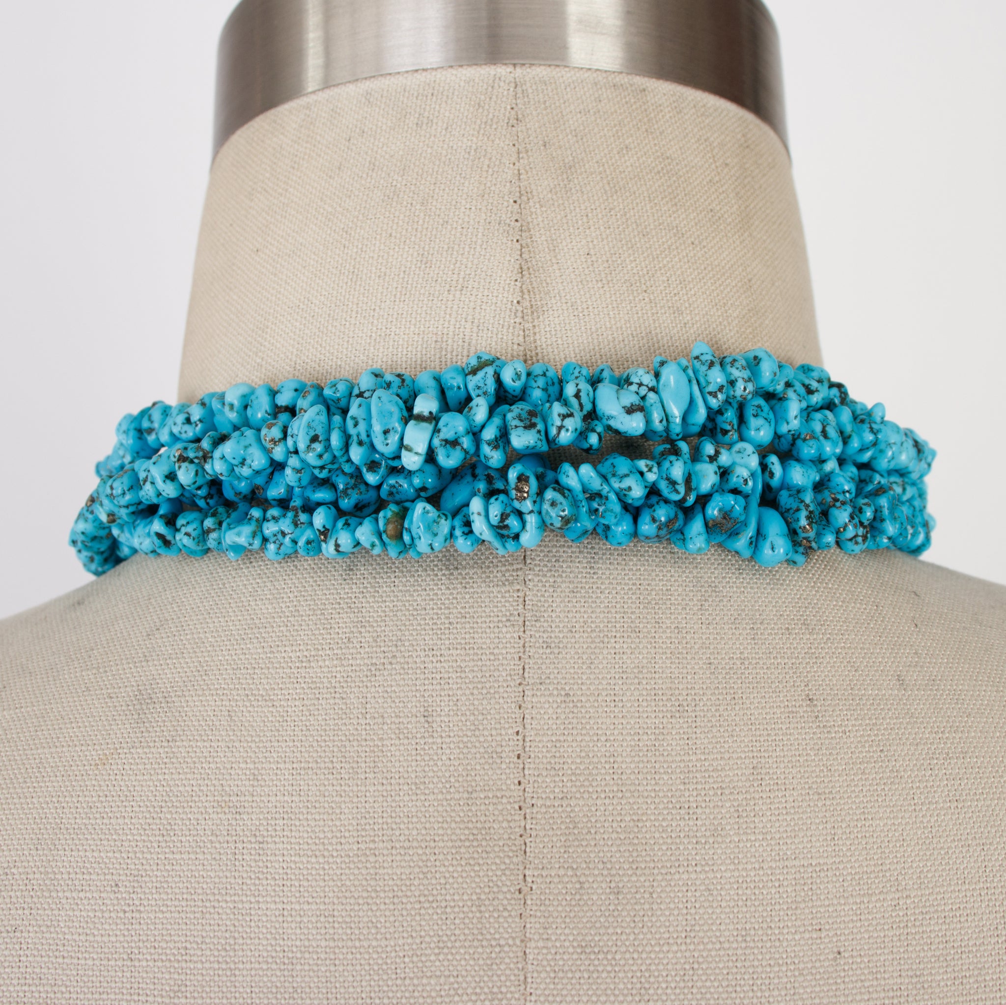 Sterling, Mother of Pearl & Turquoise Squash Blossom Necklace