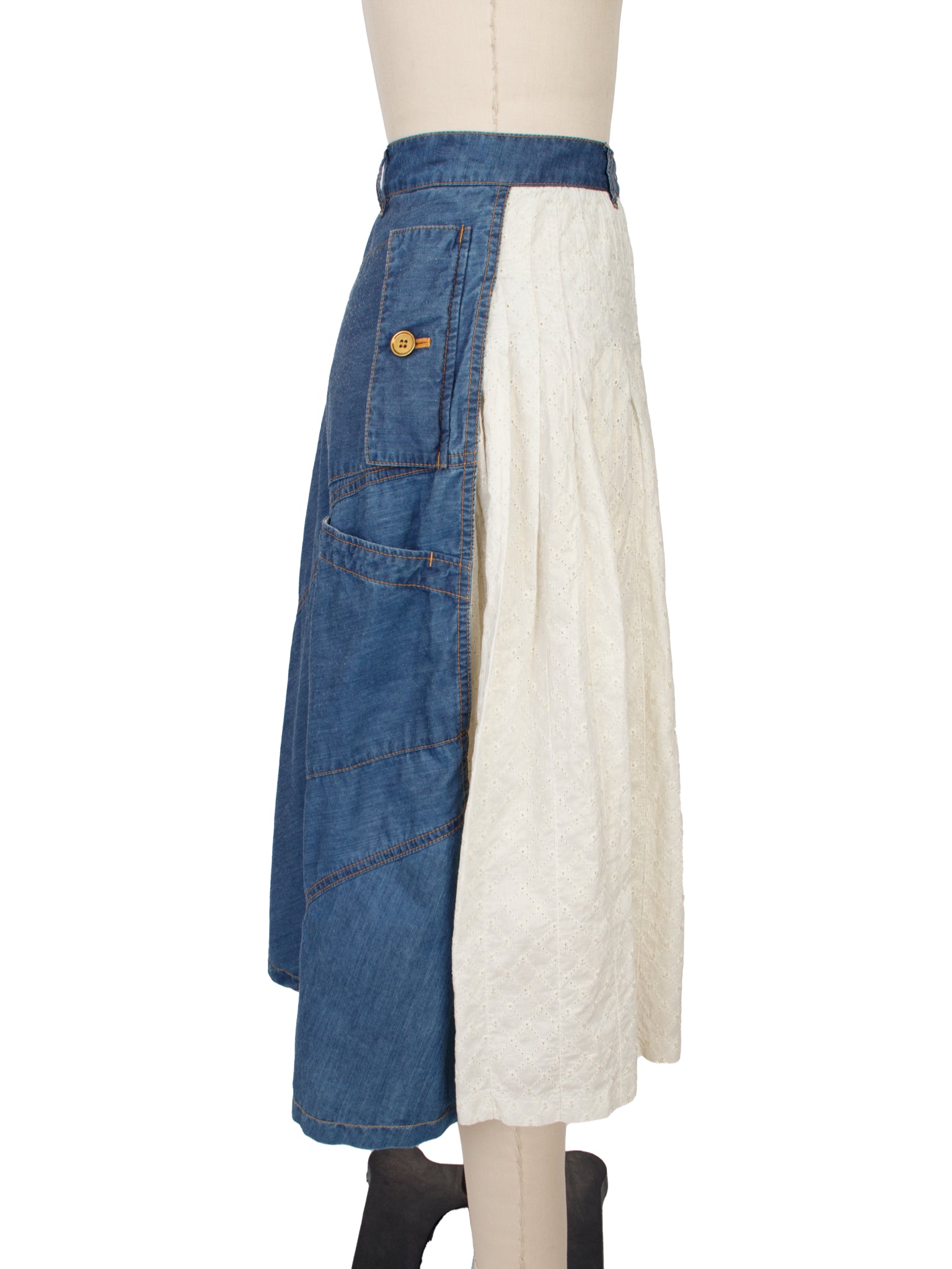 2017 Tricot Comme Des Garcons Denim Eyelet Skirt