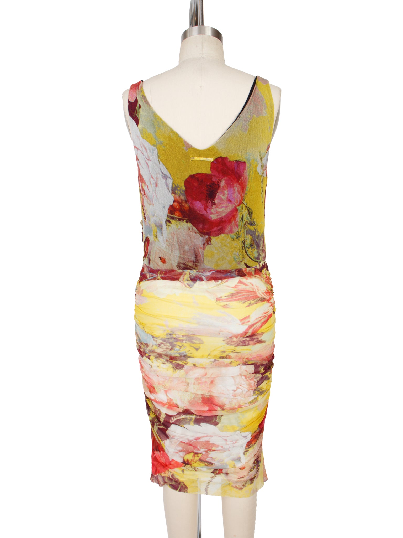 Jean Paul Gaultier Soleil Mesh Floral Butterfly Ruched Dress