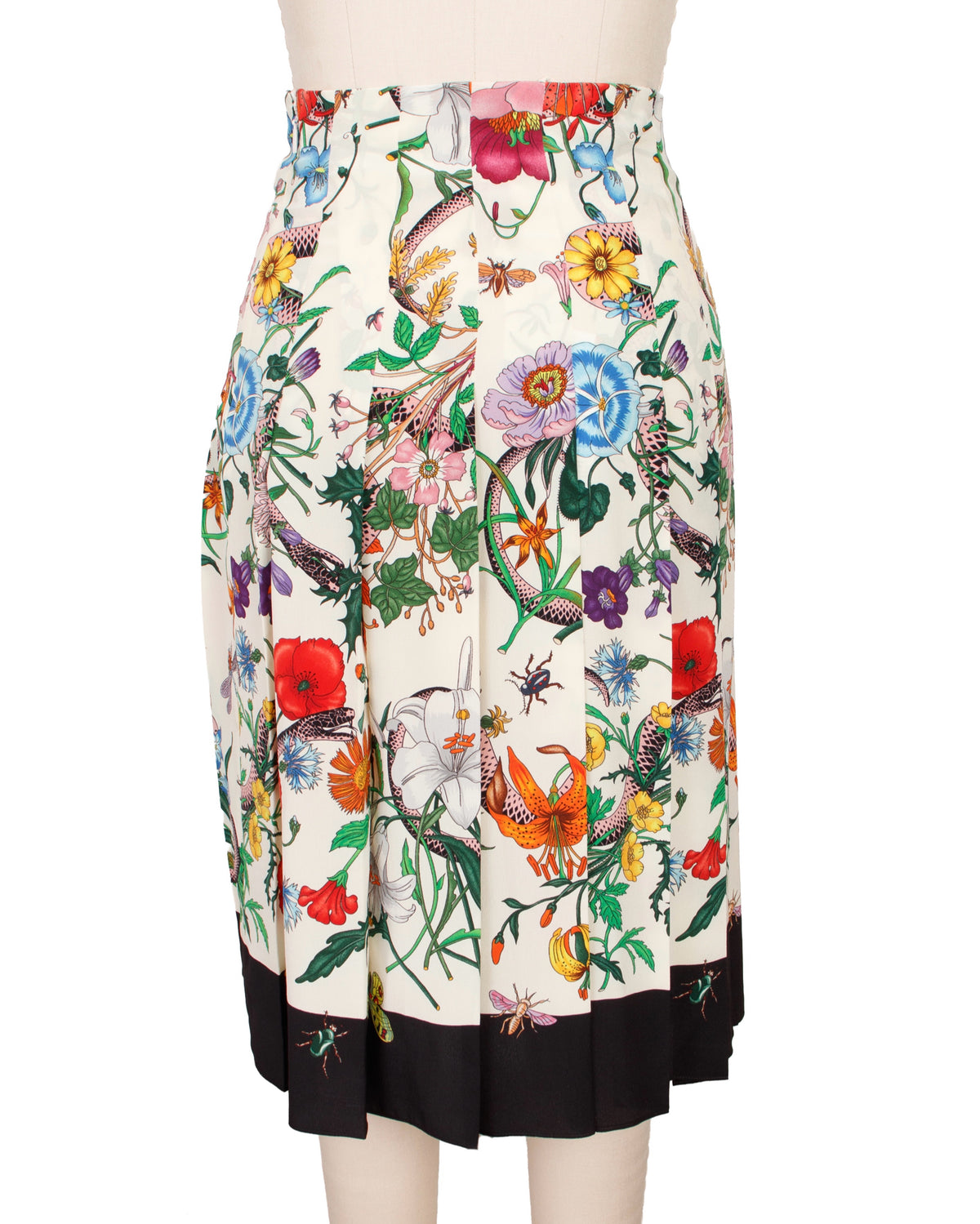 Gucci Silk Flora Snake Print Skirt