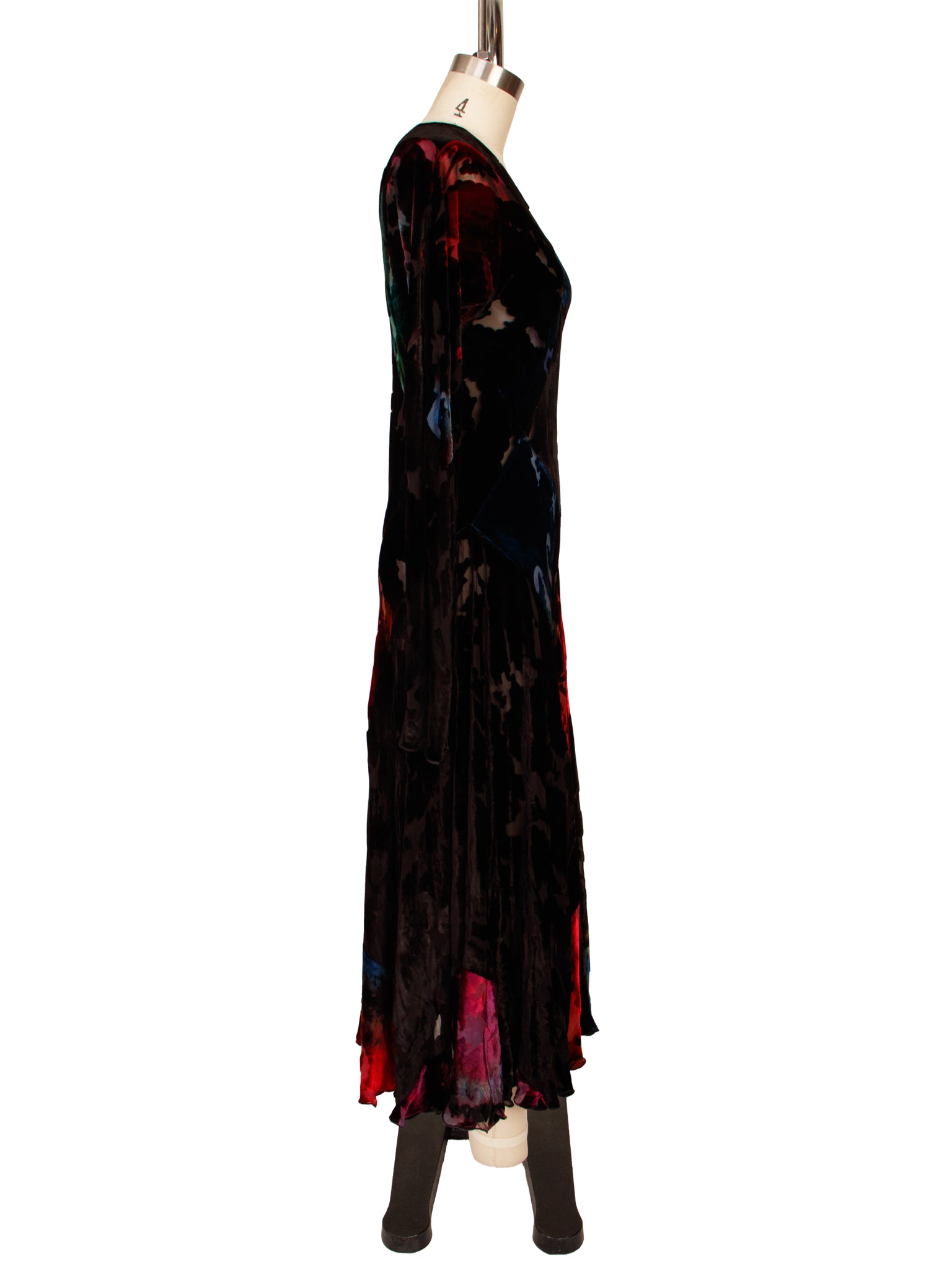 1990s Carter Smith Shibori Hand Dyed Velvet Devoré Dress
