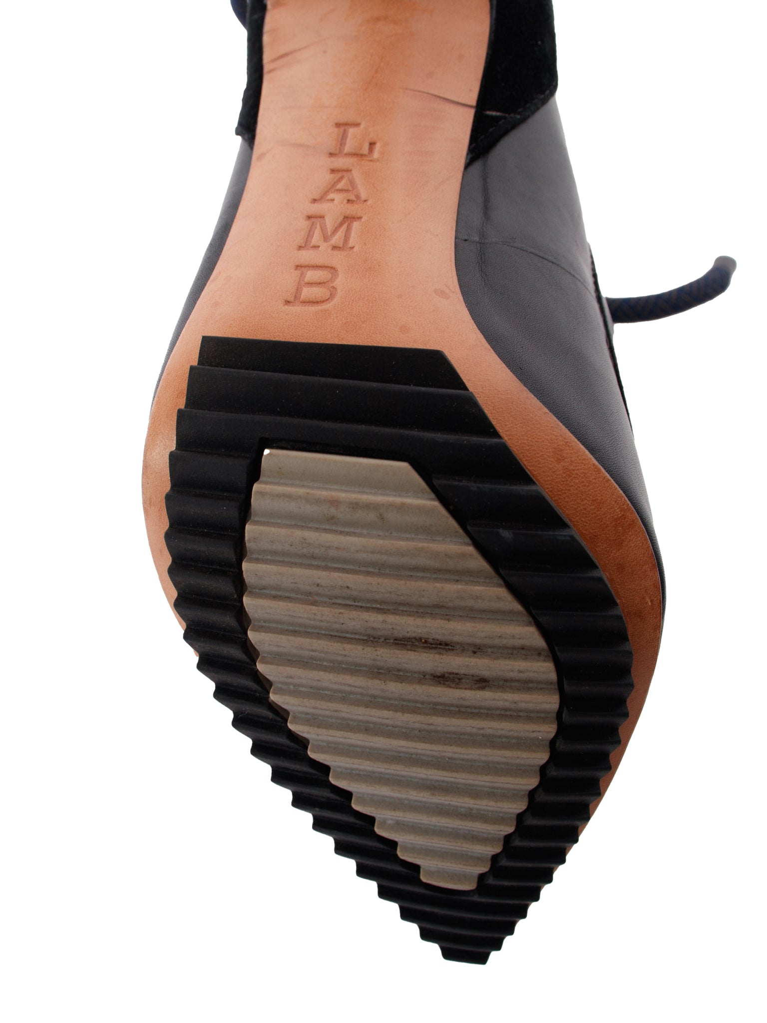 Lamb Leather & Suede Lace-Up Heels