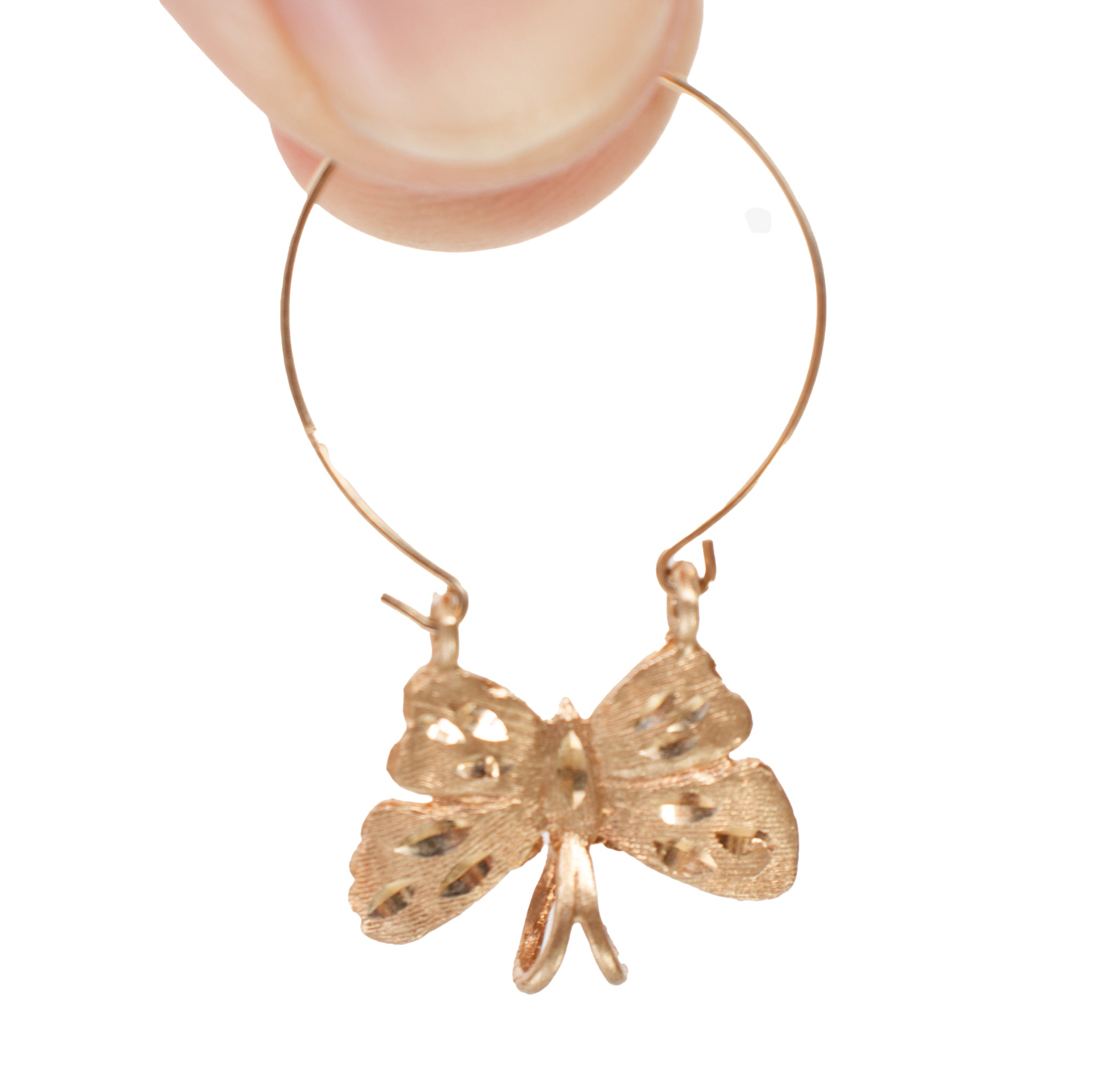 14k Gold Butterfly Charm Holder Pendant