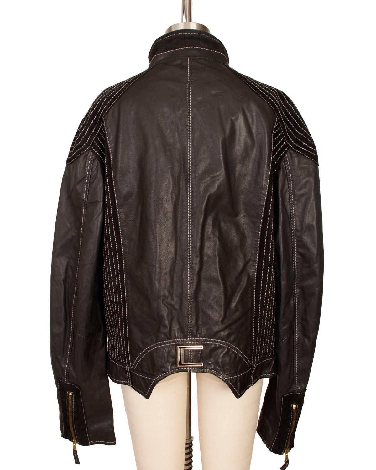 CLASS Roberto Cavalli Leather Contrast Stitch Jacket*