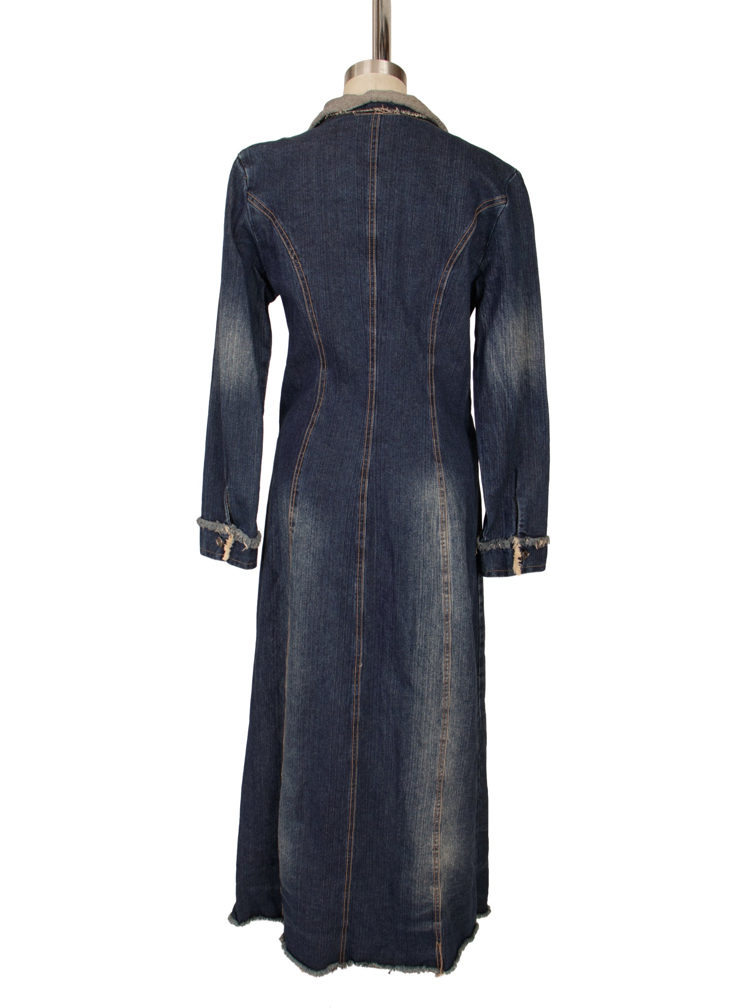 PSJ Raw-Edge Denim Dress Coat