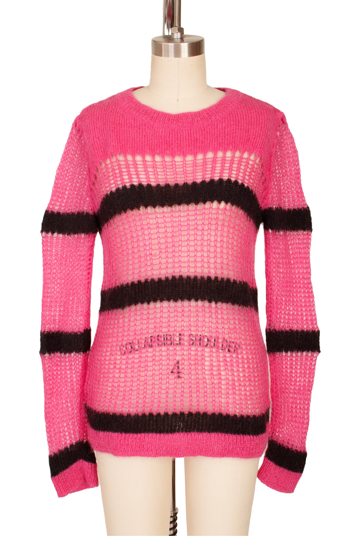 2019 Miu Miu Mohair Crochet Stripe Sweater