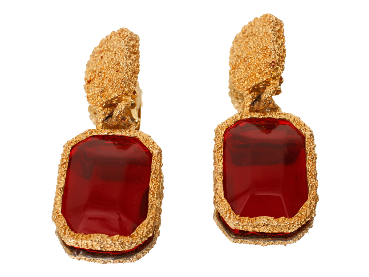 Costume Resin Gem Dangle Clip-On's