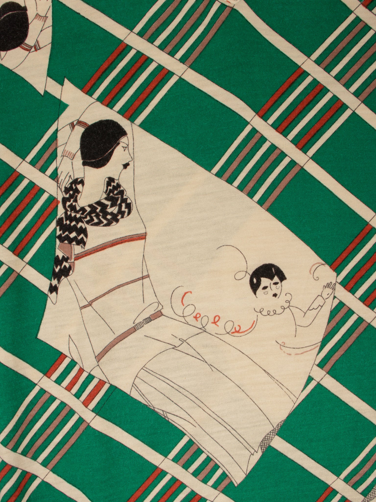 1970s Lanvin Art Deco Print Dress