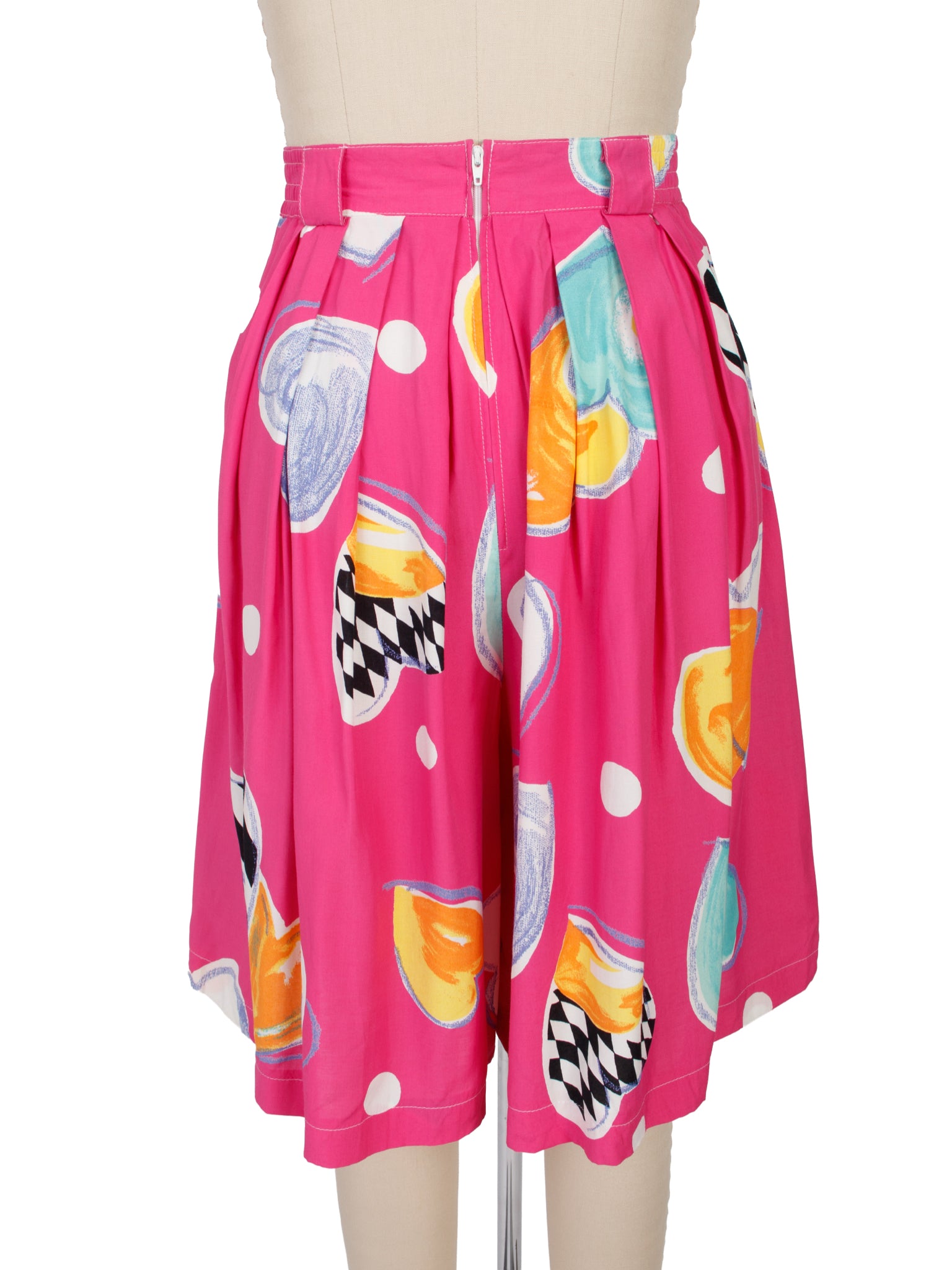 1980s Heart Print Pleated Shorts