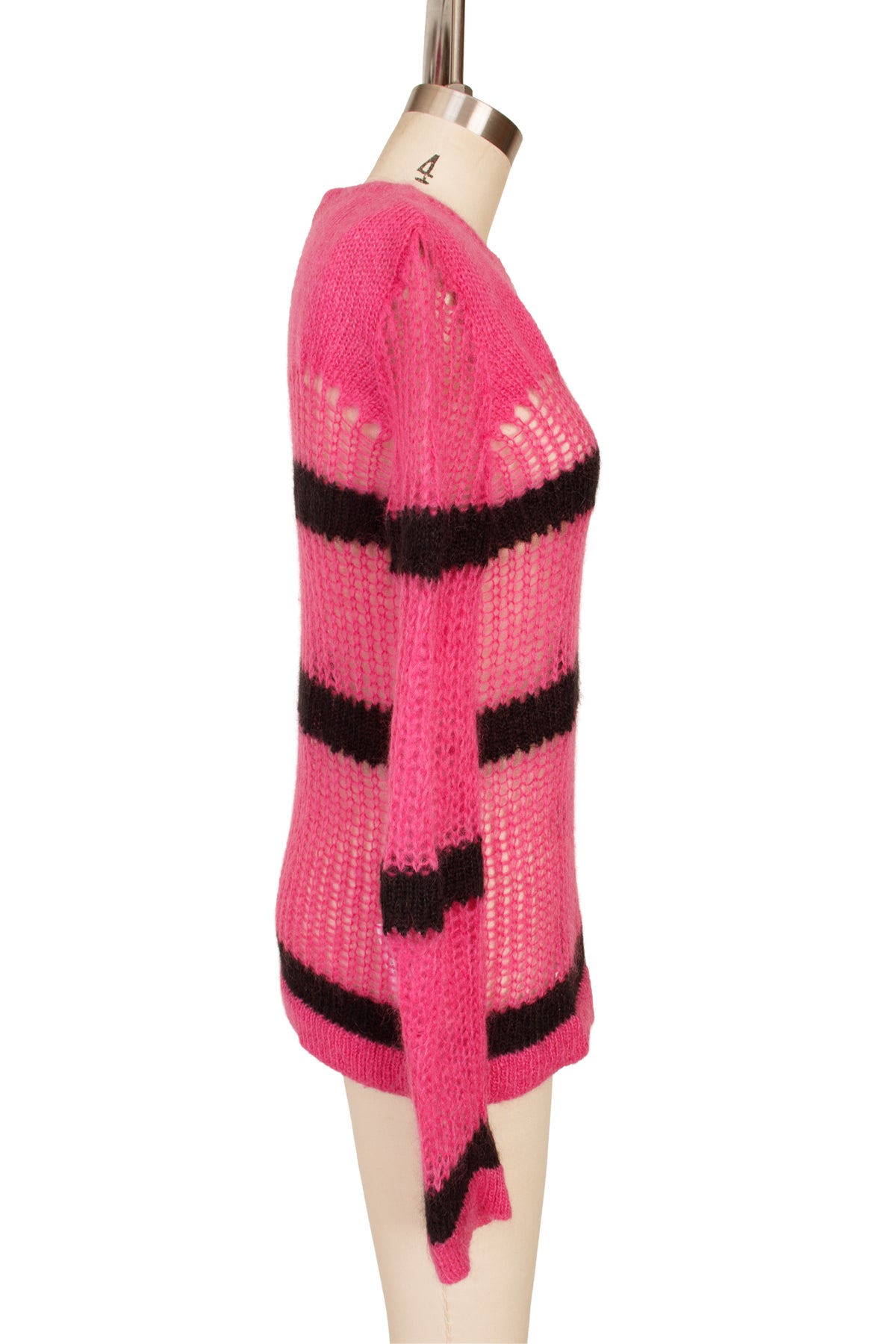 2019 Miu Miu Mohair Crochet Stripe Sweater
