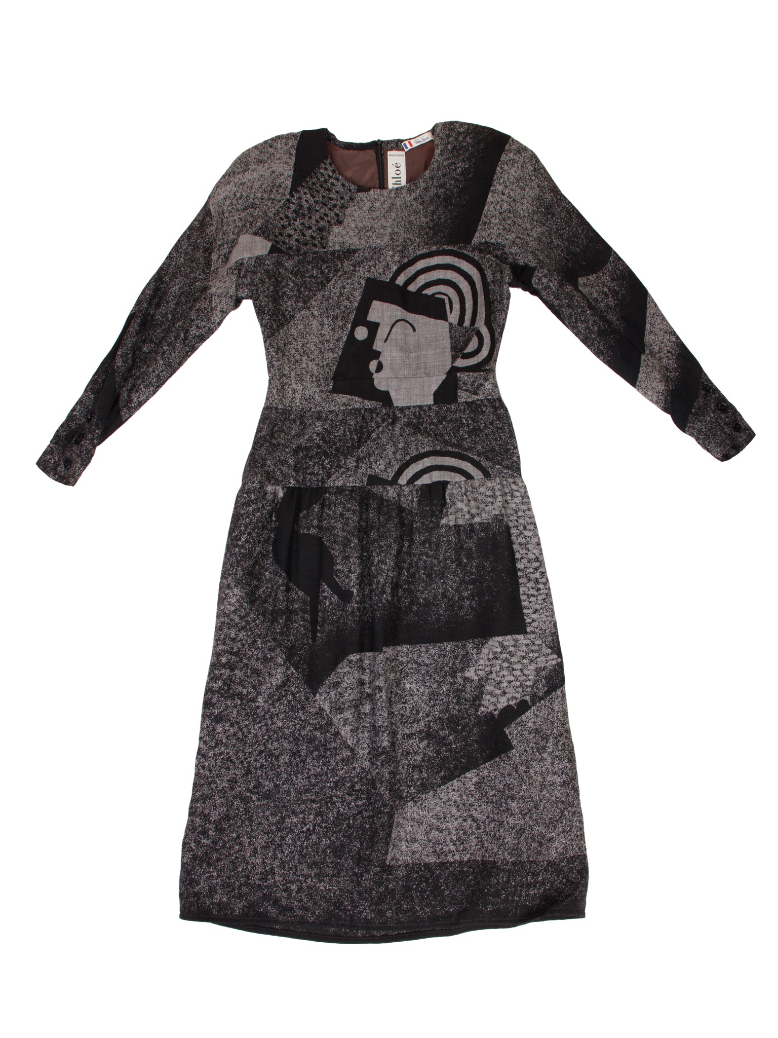1980s Chloe Abstract Pattern Dress