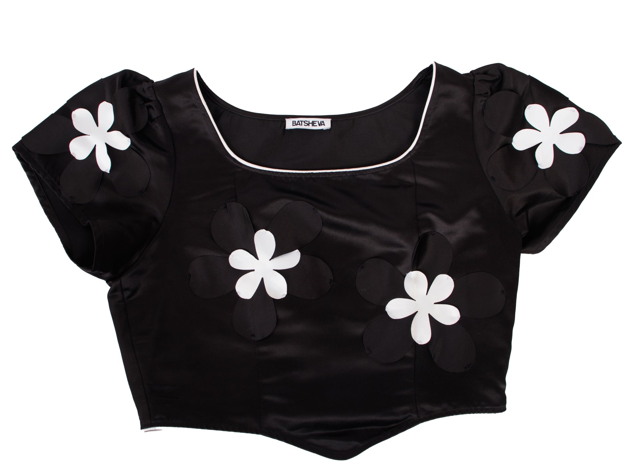 Batsheva Satin Floral Dirndl Top